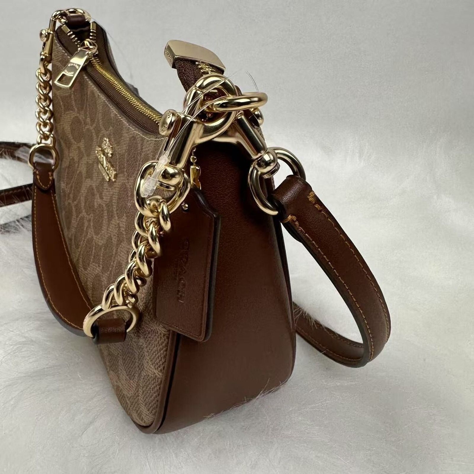 Coach Coach Teri Shoulder Crossbody Bag Signature Canvas/Tan/Brown Size ONE SIZE - 3 Thumbnail