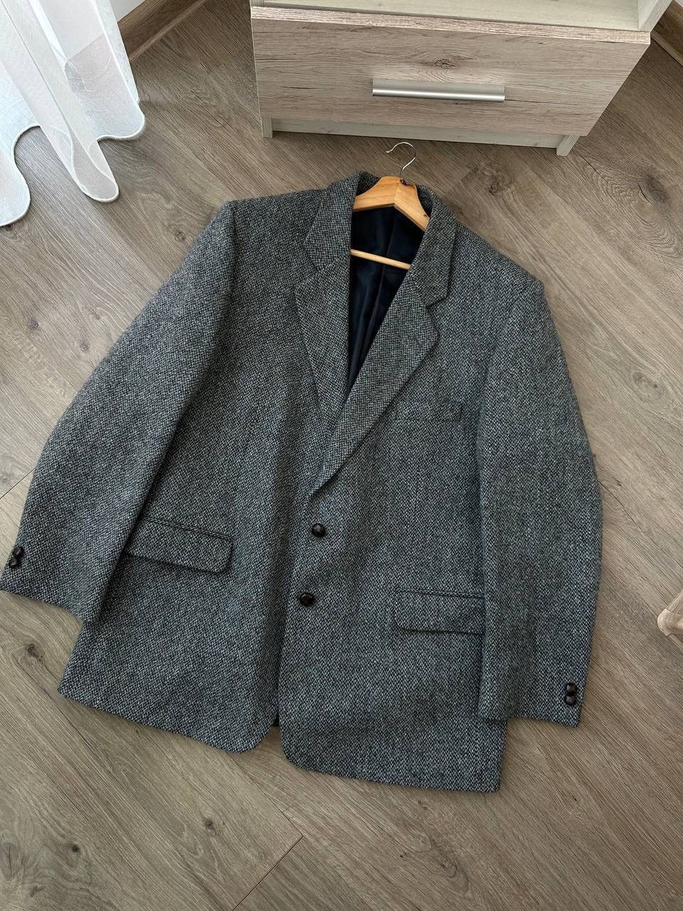 Harris Tweed × Vintage Vintage Harris Tweed Wool Bottons Blazer Coat Jacket Size 52R - 5 Thumbnail