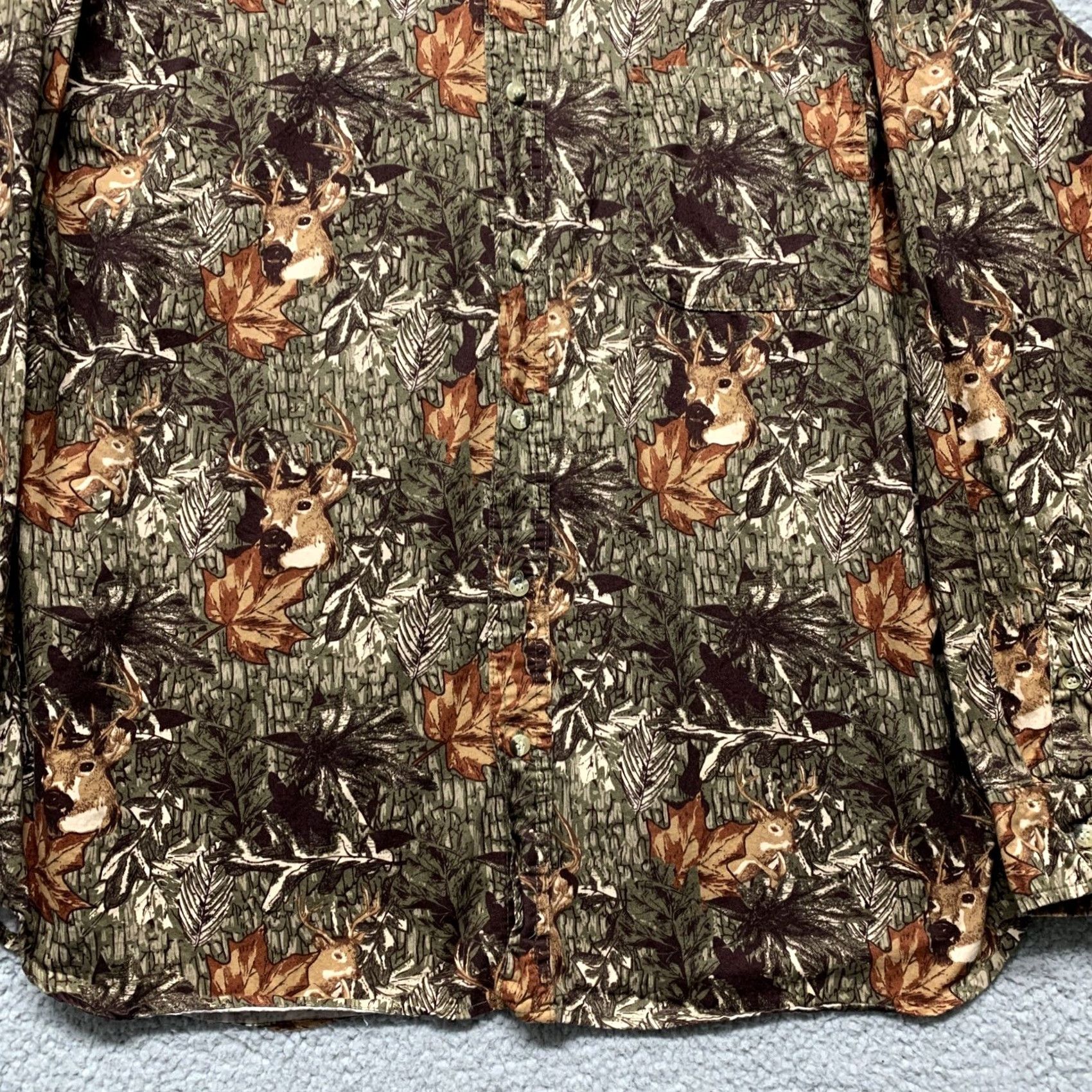 Vintage Field Tested Outdoor Life Men’s Shirt XL Button Brown Green Deer Leaves Camo Size US XL / EU 56 / 4 - 3 Thumbnail