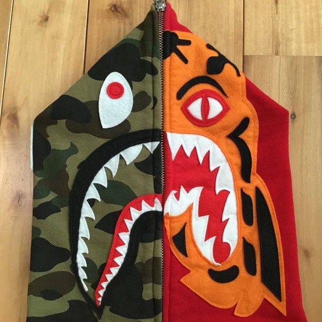 Bape BAPE Crazy Face Tiger Shark full zip Hoodie a bathing ape Size US L / EU 52-54 / 3 - 4 Thumbnail