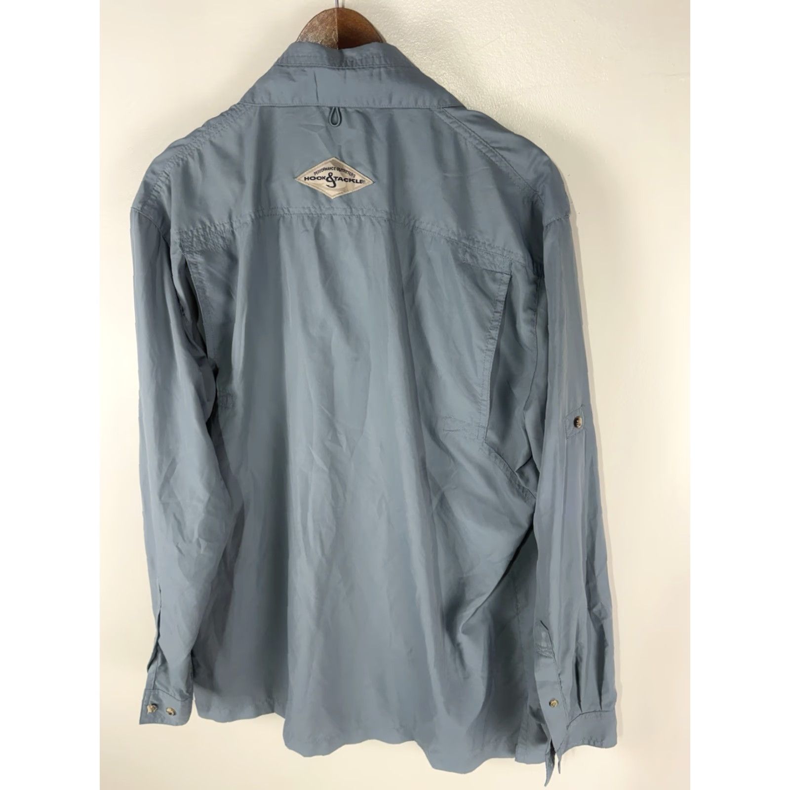 Vintage Hook & Tackle Fisherman’s Shirt Men’s Blue L Button-Up Pockets Breathable All Seasons Easy Care Lightweight Rayon Polyester Button-Up Shirt Size US L / EU 52-54 / 3 - 4 Thumbnail