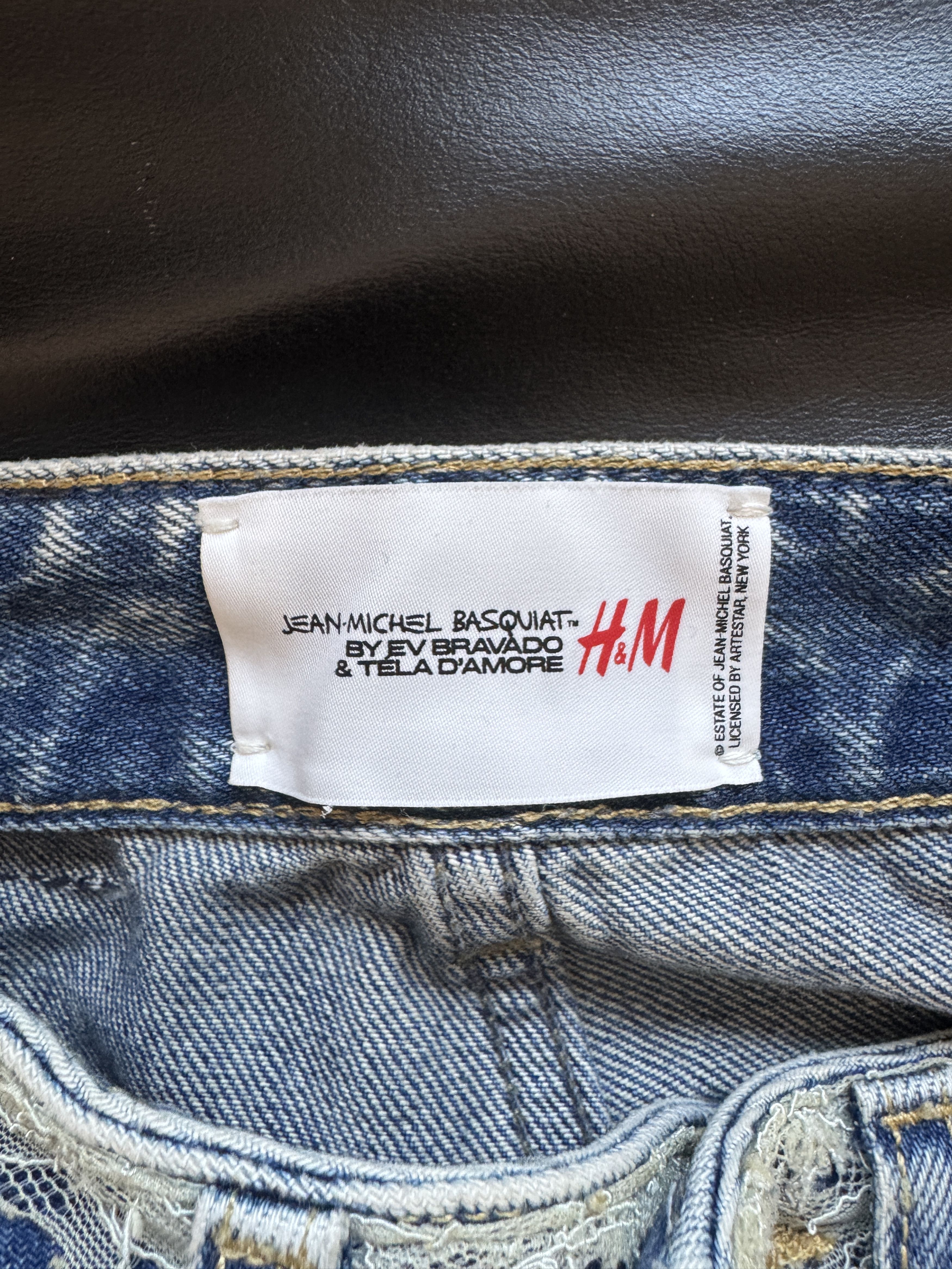 H&M × Jean-Michel Basquiat × Who Decides War Distressed rhinestone graphic jeans Size US 27 - 16 Thumbnail