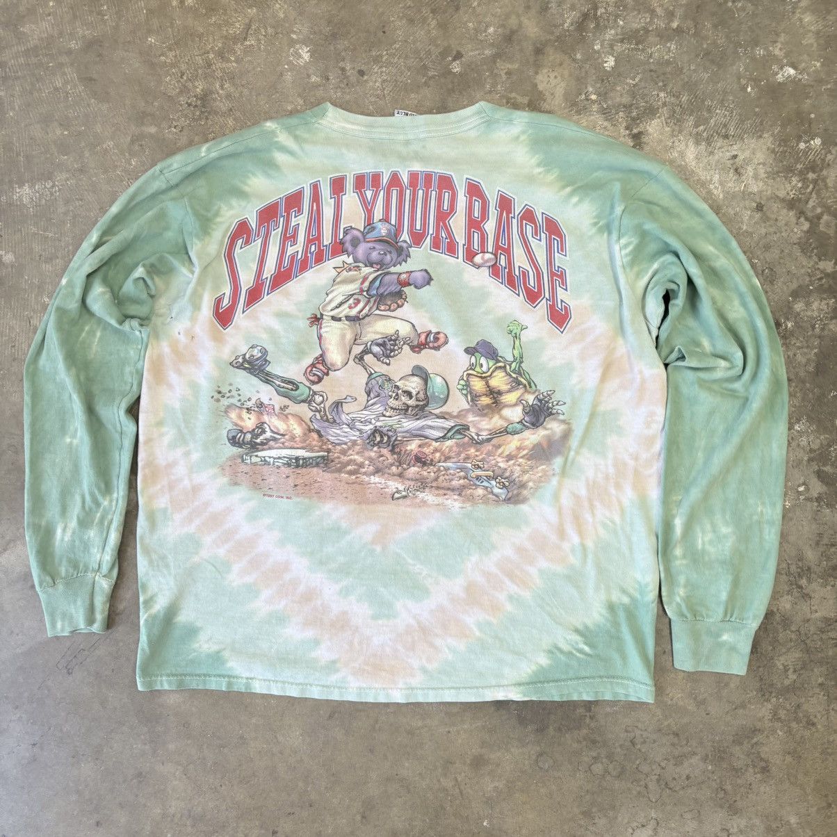 Vintage 90s Grateful Dead “Steal Your Base” L/S Tie Dye Tour Shirt Size US XL / EU 56 / 4 - 4 Thumbnail