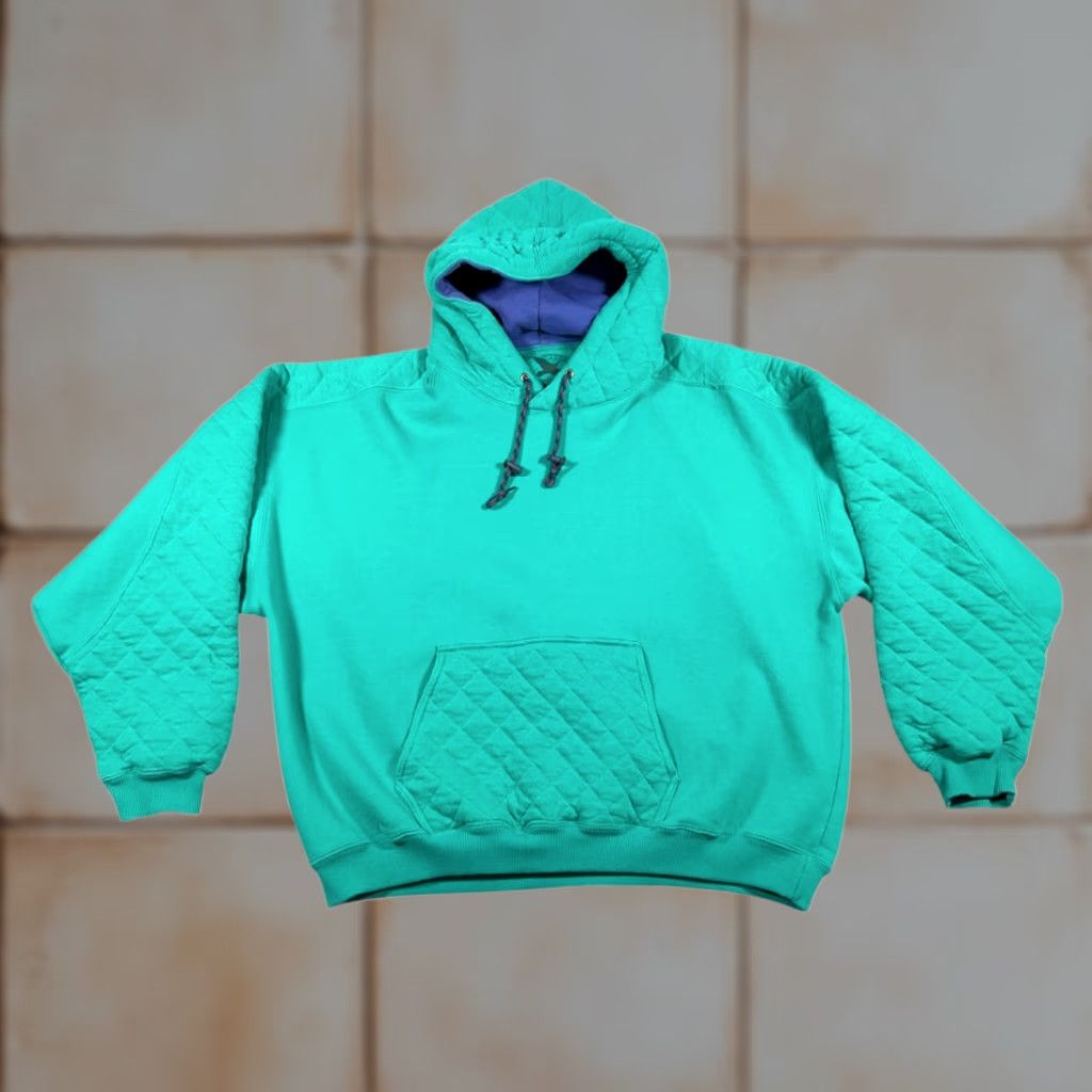Eddie Bauer VINTAGE Eddie Bauer Sweater Shirt Adult MEDIUM Green Purple Quilted Hoodie Outdoor Y2K Size US M / EU 48-50 / 2 - 1 Thumbnail