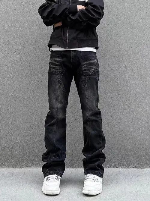 Imperious Street washed distressed patchwork micro-flare jeans Size US 32 / EU 48 - 3 Thumbnail