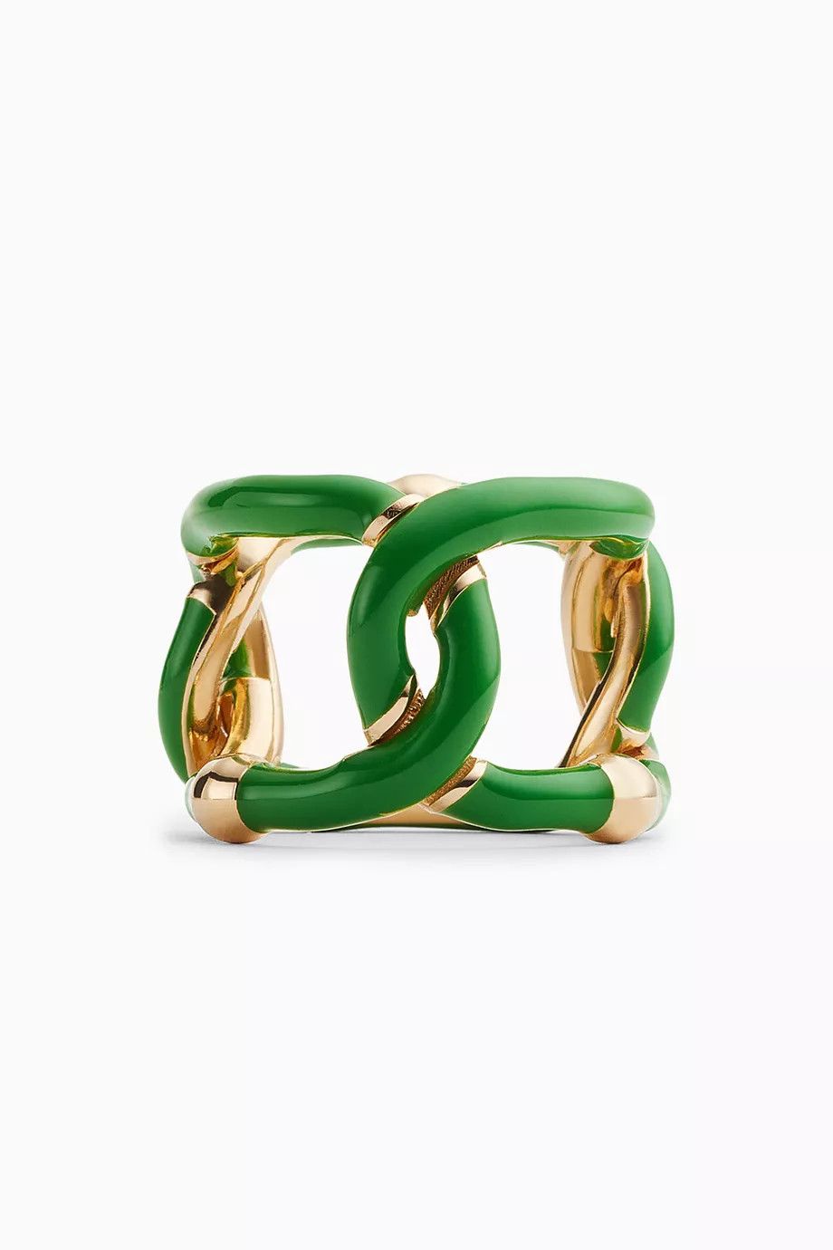 Bottega Veneta o1n1vont1124 Size: 11 / Intreccio Chain Ring in Green/Gold Size ONE SIZE - 3 Thumbnail