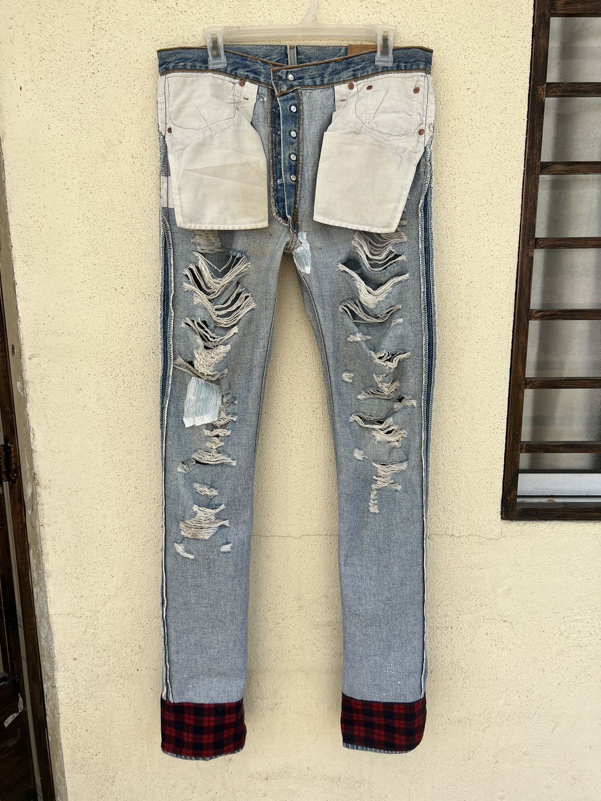 Levi's Vintage Levi's 501 Jeans Ripped Distressed Patchwork Denim Size US 33 - 22 Thumbnail
