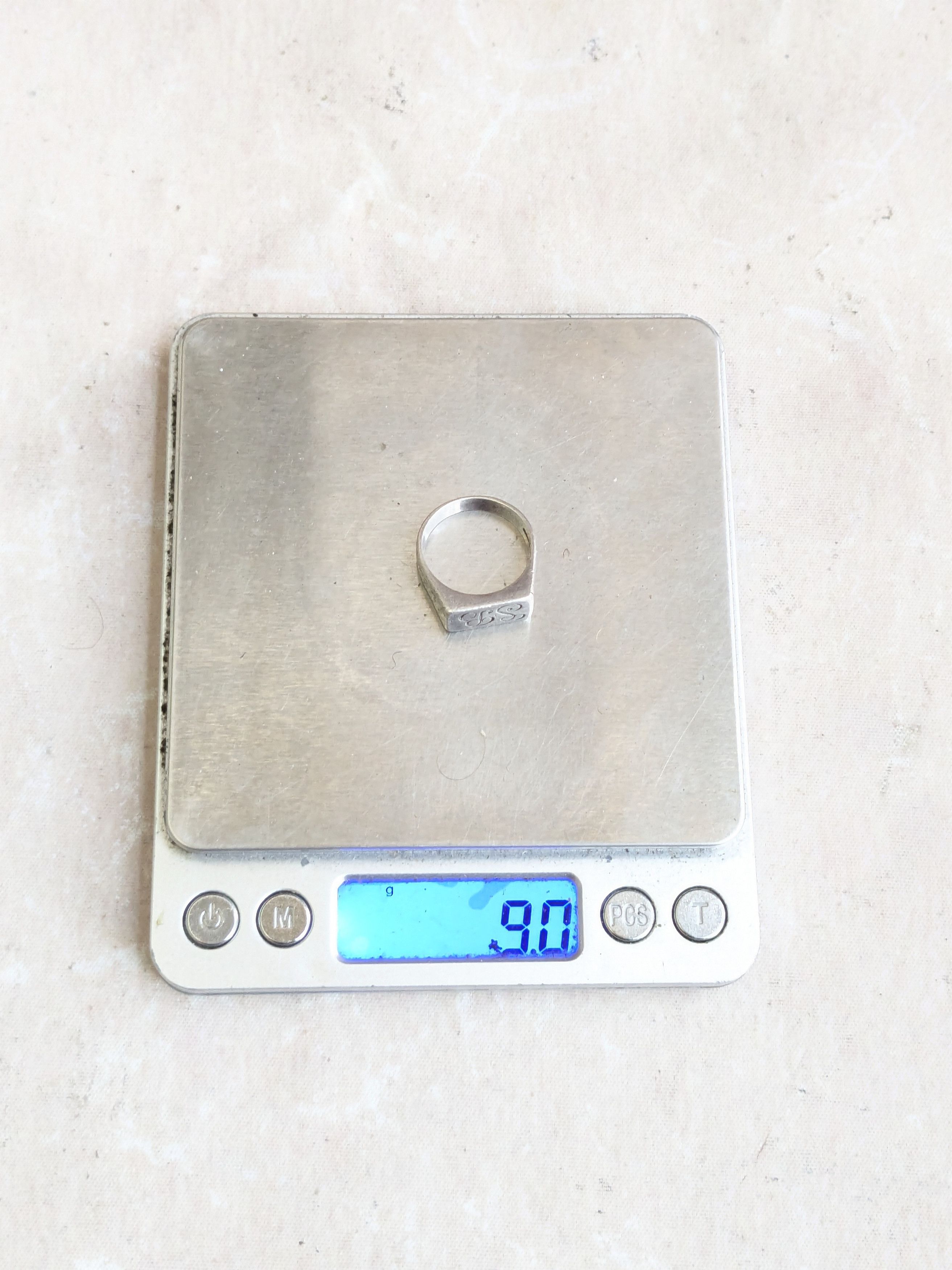 Sterling Silver Vintage Sterling Silver Signet Ring Rectangle 9 Hammered Size ONE SIZE - 11 Thumbnail