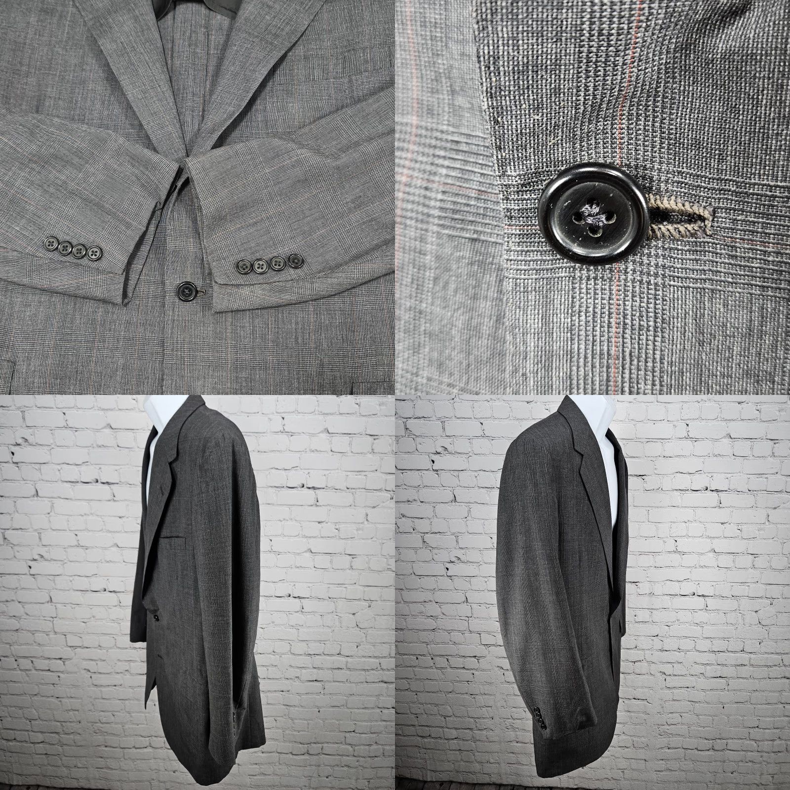 Vintage VINTAGE Oxxford Blazer Sport Coat Grey 2 Button Notch Lapel Single-Breasted Wool 43L Men Fashion Size 46R - 9 Thumbnail