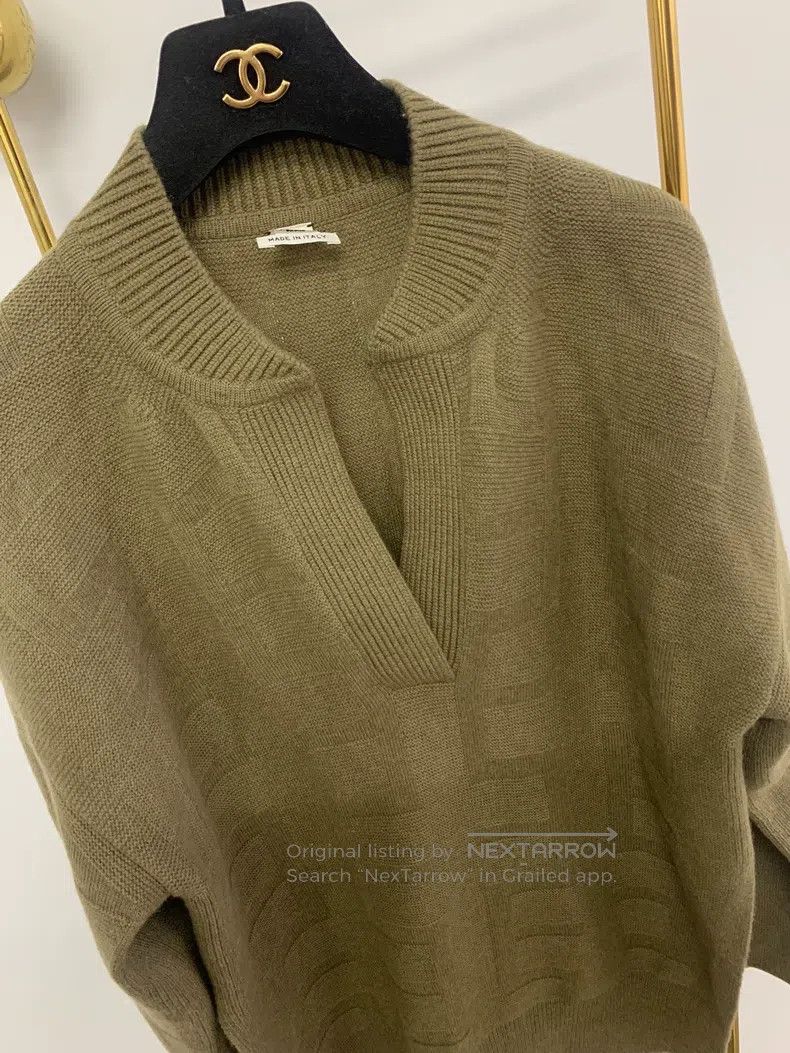 Hermes Hermes Green textured wool knitted sweater Size XXS / US 00 / IT 34 - 2 Thumbnail