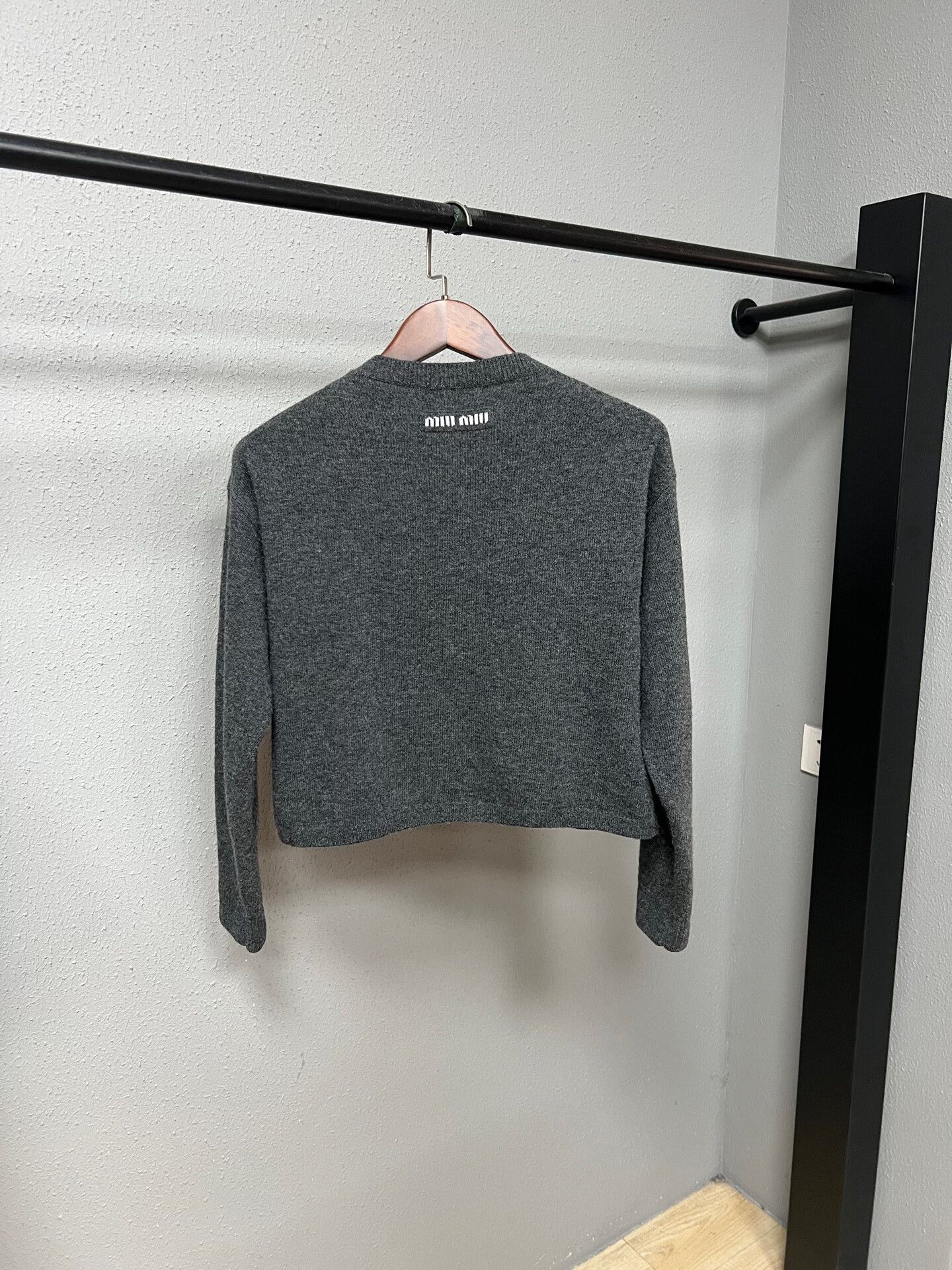 Miu Miu Miu Miu Gray Back Slogan Cardigan Size S / US 4 / IT 40 - 1 Thumbnail