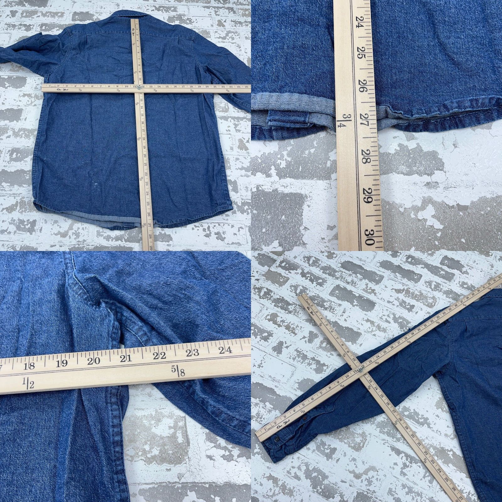 Wrangler VINTAGE Wrangler Shirt Men Medium Denim Blue Button Up Western Rugged Work Wear Jean Size US M / EU 48-50 / 2 - 8 Thumbnail