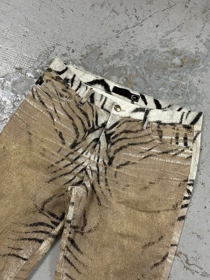 Just Cavalli 2000s Cavalli White & Beige Zebra Gradient Pants Size 28" / US 6 / IT 42 - 6 Thumbnail