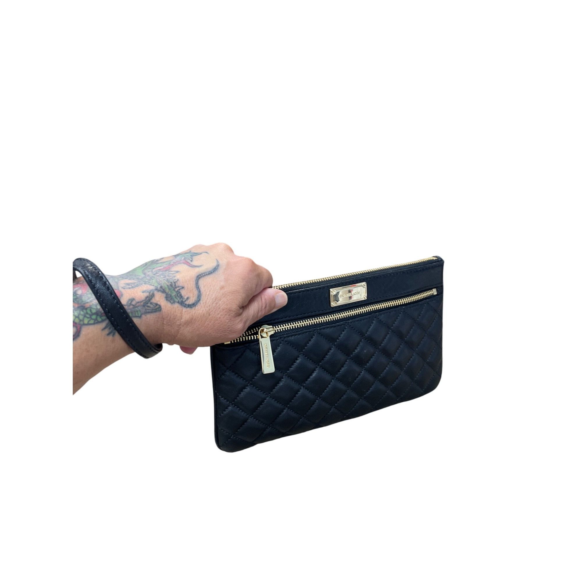 Michael Kors Michael Kors womans Black Quilted Leather Wristlet Clutch Ha Size ONE SIZE - 14 Thumbnail
