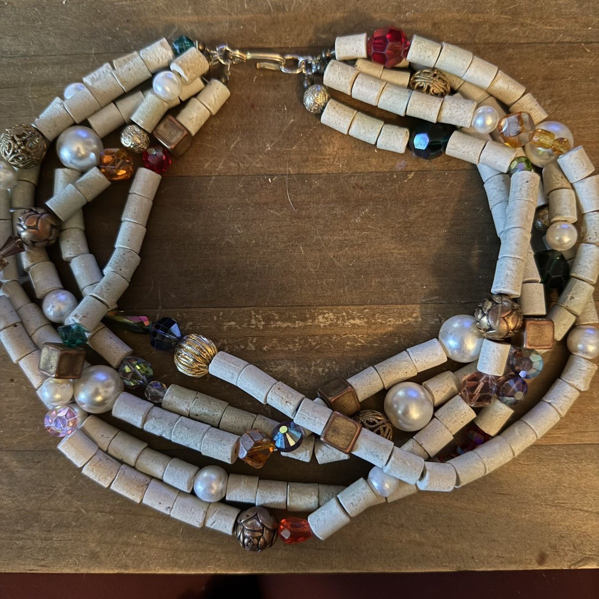 Vintage Vintage multi strand porcelain bead statement necklace Size ONE SIZE - 2 Thumbnail