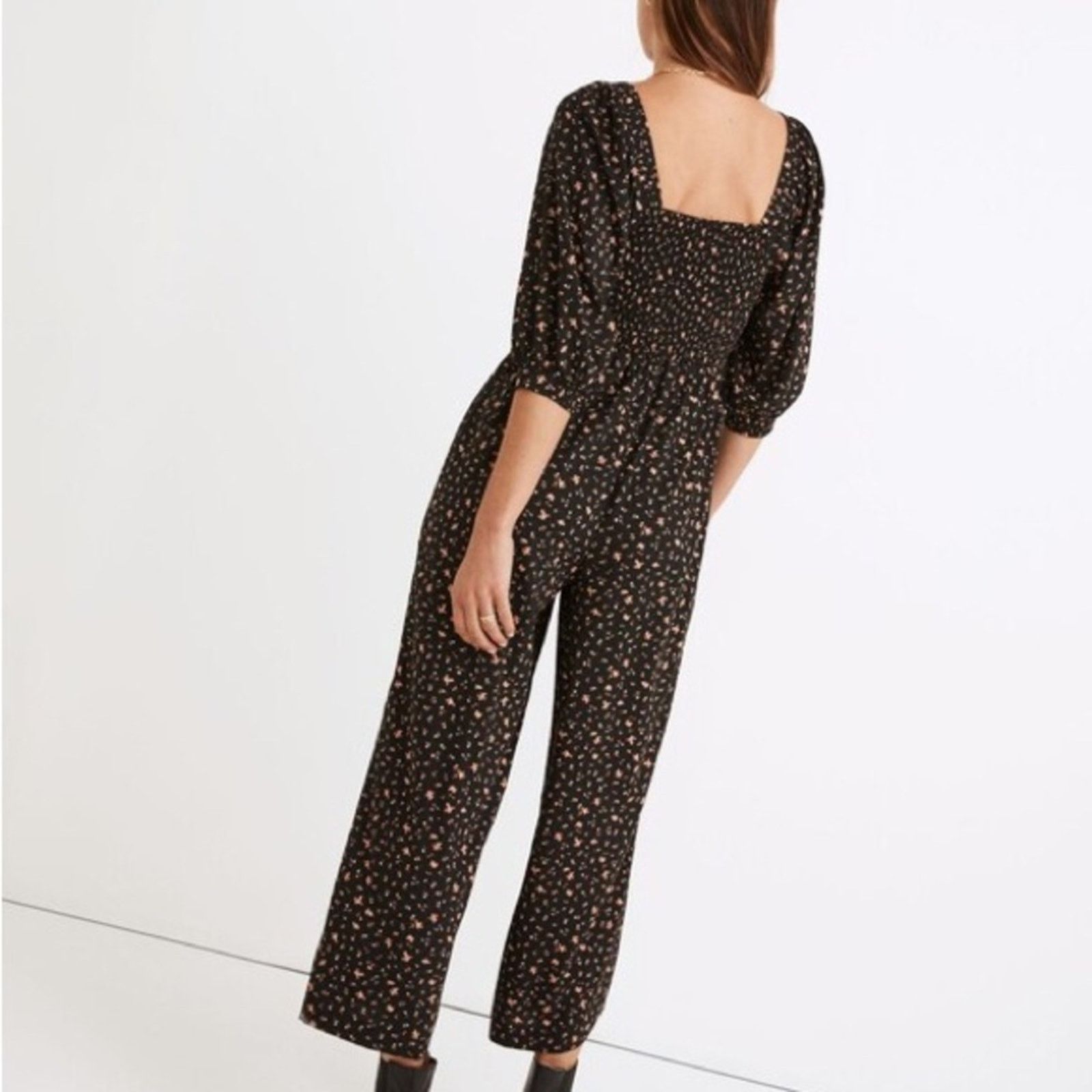 Madewell Madewell Lucie ElbowSleeve Smocked WideLeg Jumpsuit Womens 6 Size 28" / US 6 / IT 42 - 4 Thumbnail
