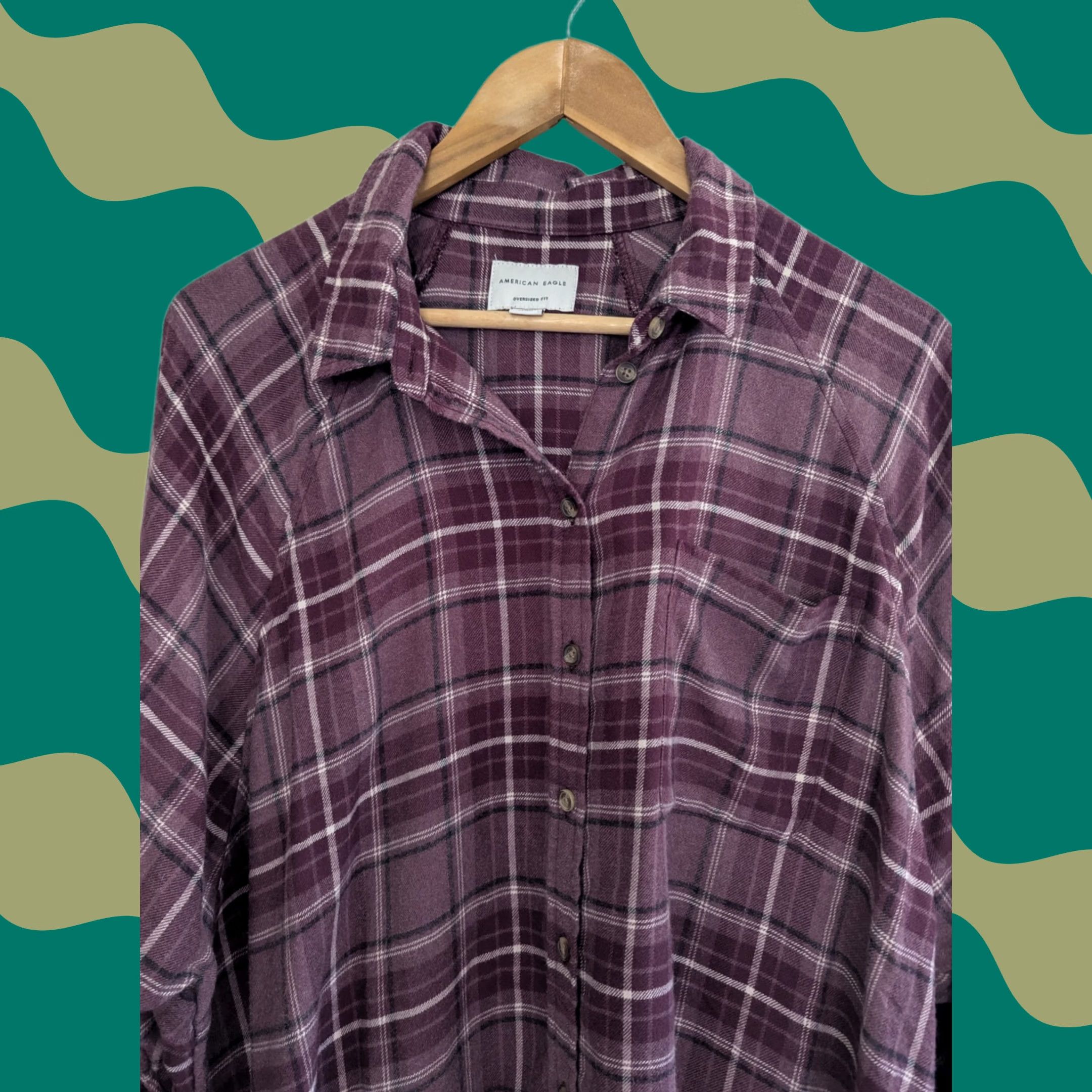 American Eagle Outfitters American Eagle Outfitters Button-Up Shirt Women M Multicolor Plaid Flannel Oversized Casual Long Sleeve 100% Cotton Size M / US 6-8 / IT 42-44 - 1 Thumbnail