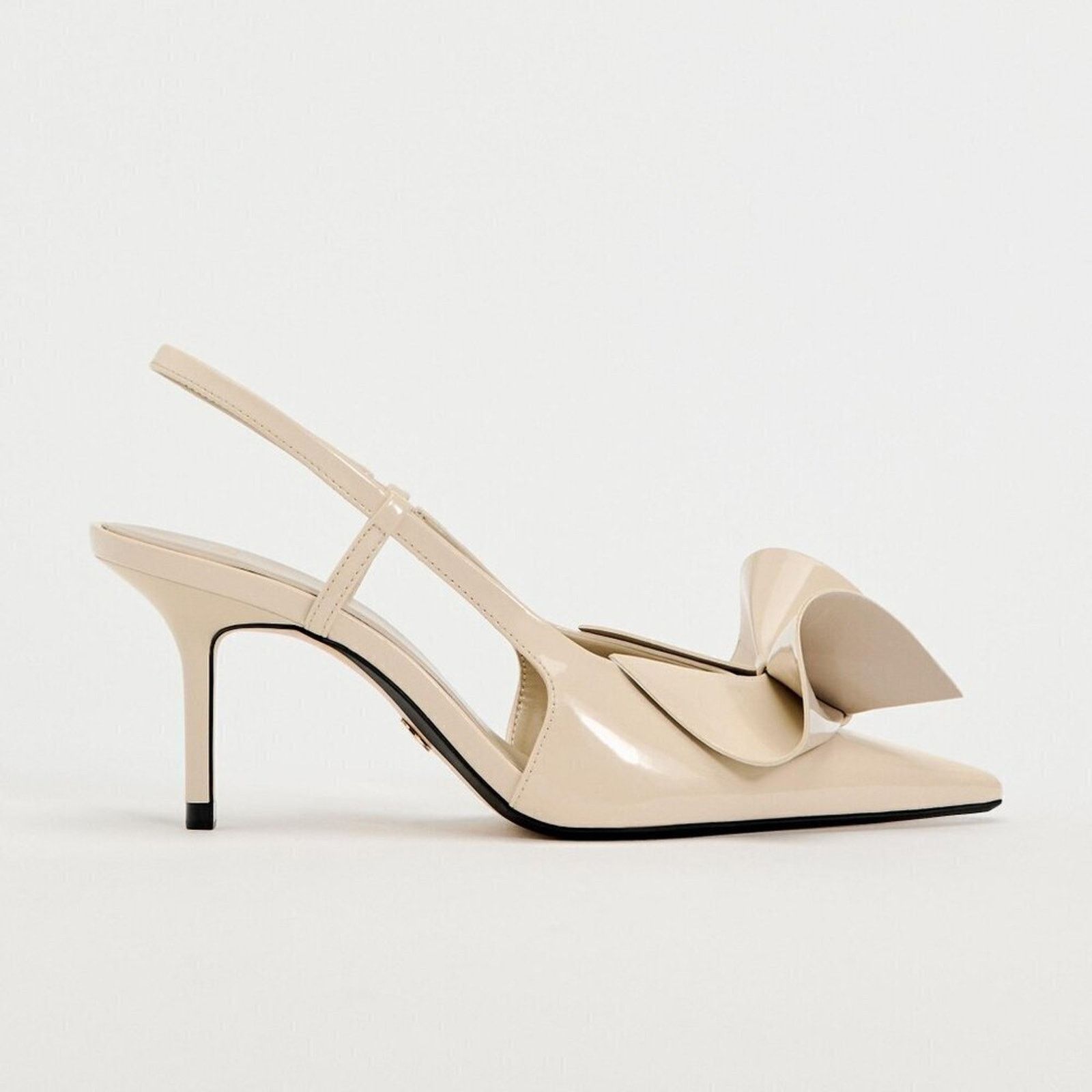 Zara Zara Bow Slingback Heels Cream Pointed Toe NWT Size US 7.5 / IT 37.5 - 22 Thumbnail