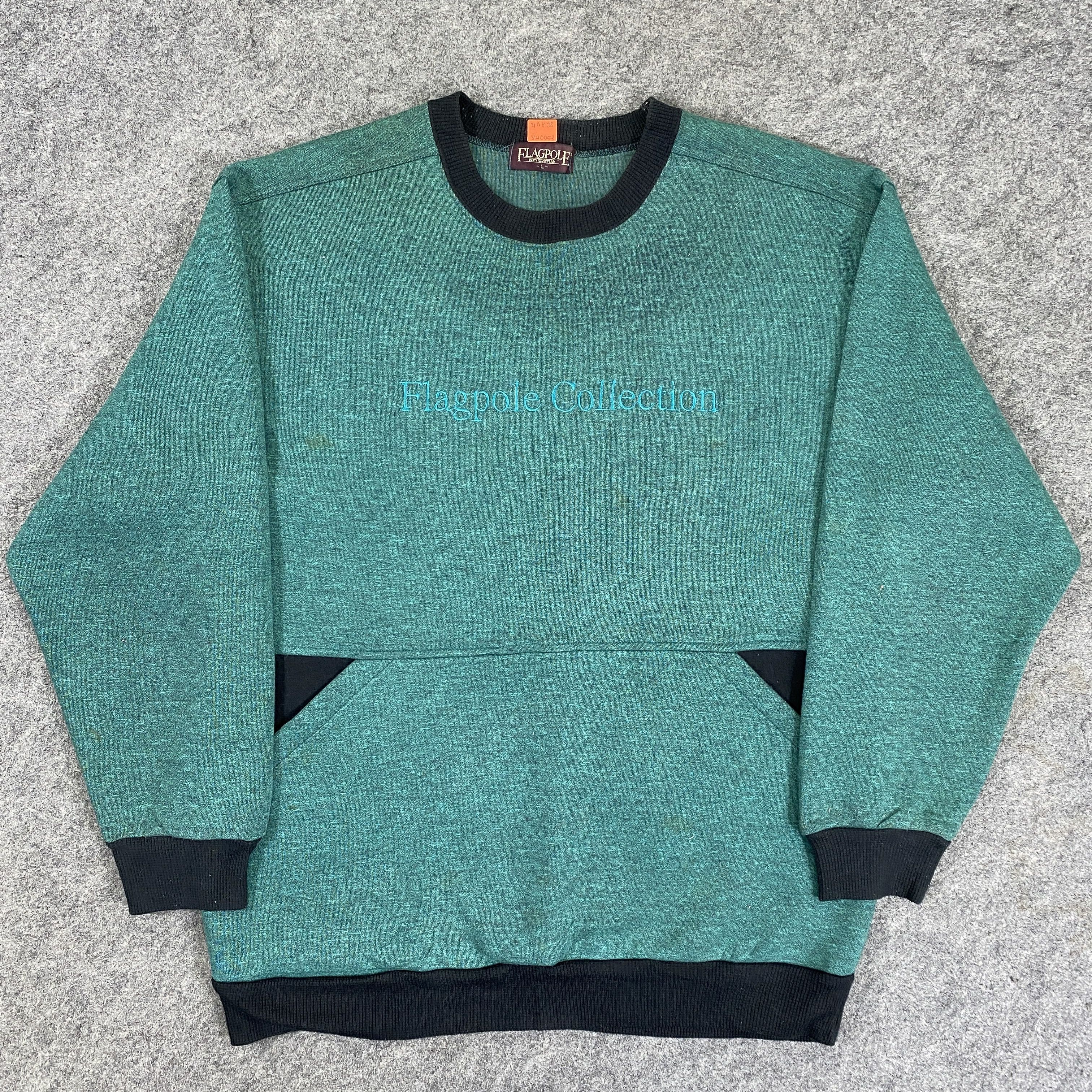image of Vintage Flagpole Collection Spell Out Sweatshirt -Sw053 in Green, Men's (Size Medium)
