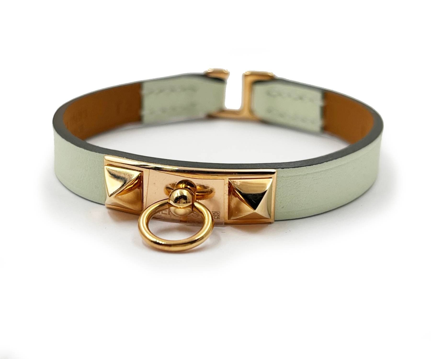 image of Hermes Rose Gold Rivale Mini Vert Fizz Mint Bracelet, Women's