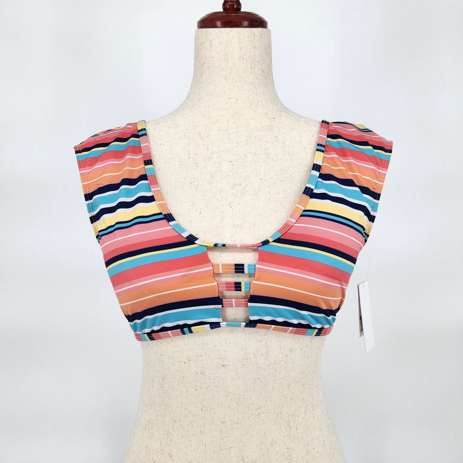 Splendid Splendid Women Striped Cap Sleeves Swim Bralette Top Size M Size ONE SIZE - 1 Thumbnail