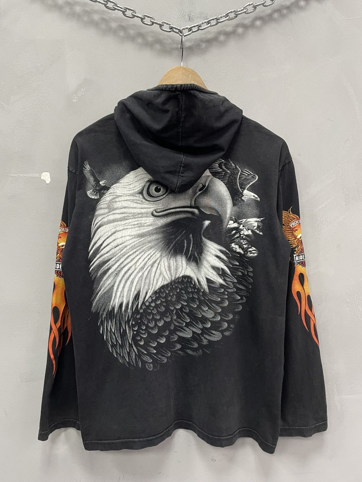 Harley Davidson Harley Davidson flames 3D Black Hoodie Ride to live Style Size US M / EU 48-50 / 2 - 7 Thumbnail