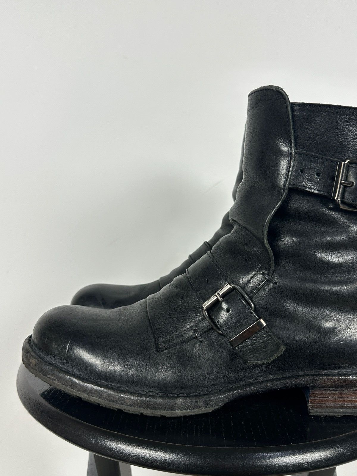 MoMA MoMA Black Leather Buckle Ankle Biker Boots Size US 10 / IT 40 - 14 Thumbnail