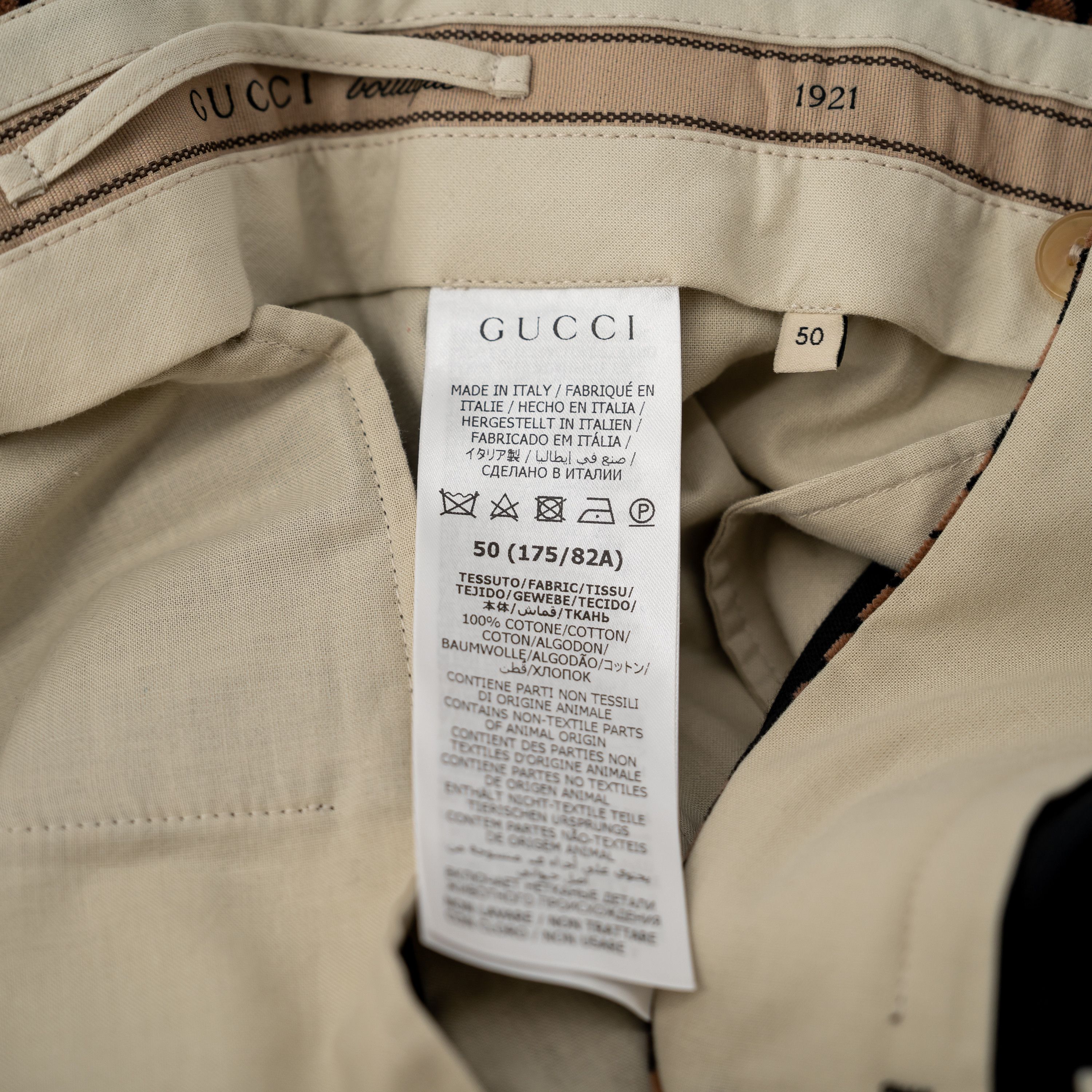Gucci 50 L - Gucci Polka Dot Print Brown Suit Pants Trousers Size 50R - 7 Thumbnail