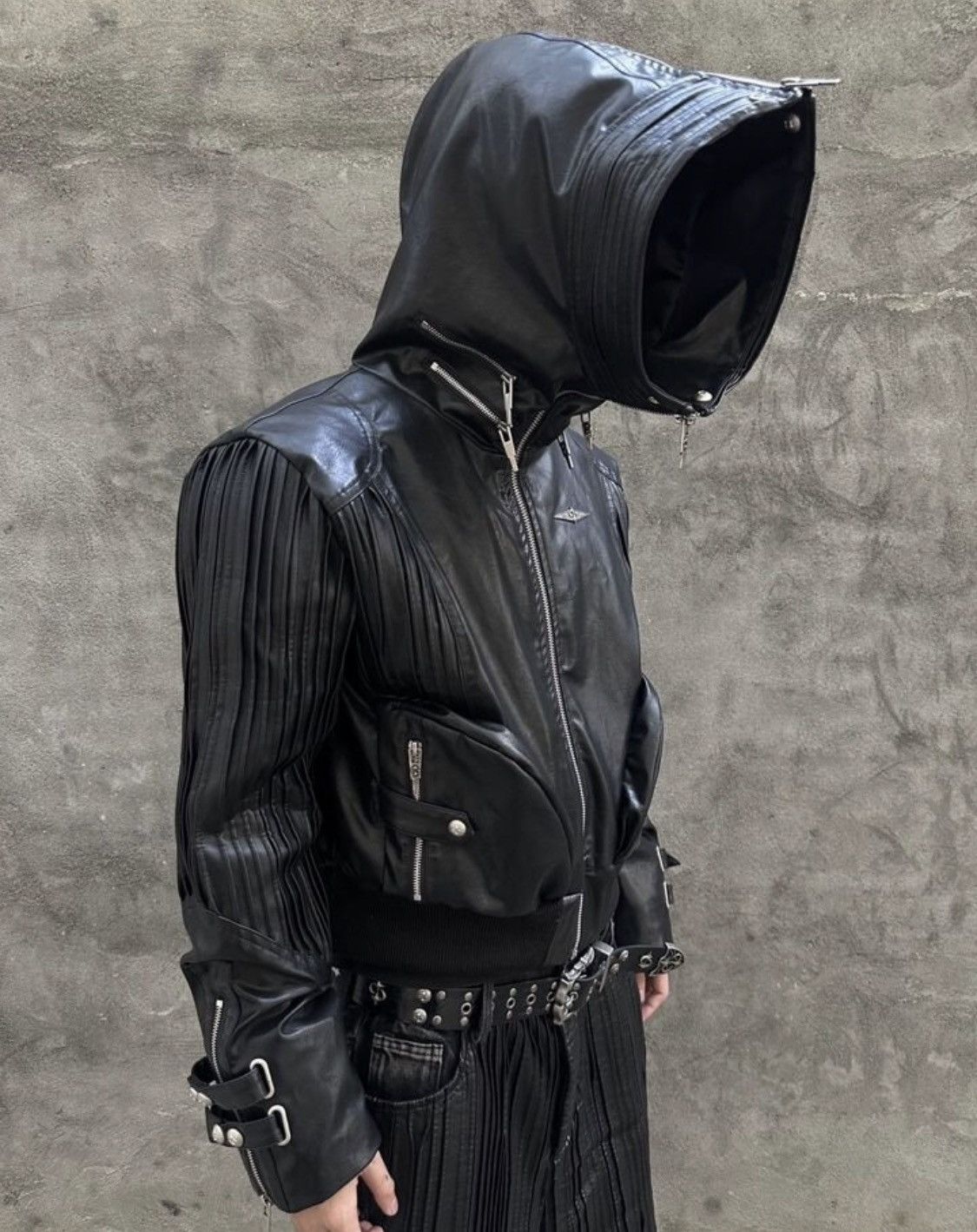 image of Archival Clothing No Name Archival Post-Apocalyptic Lether Jacket in Black, Men's (Size Medium)