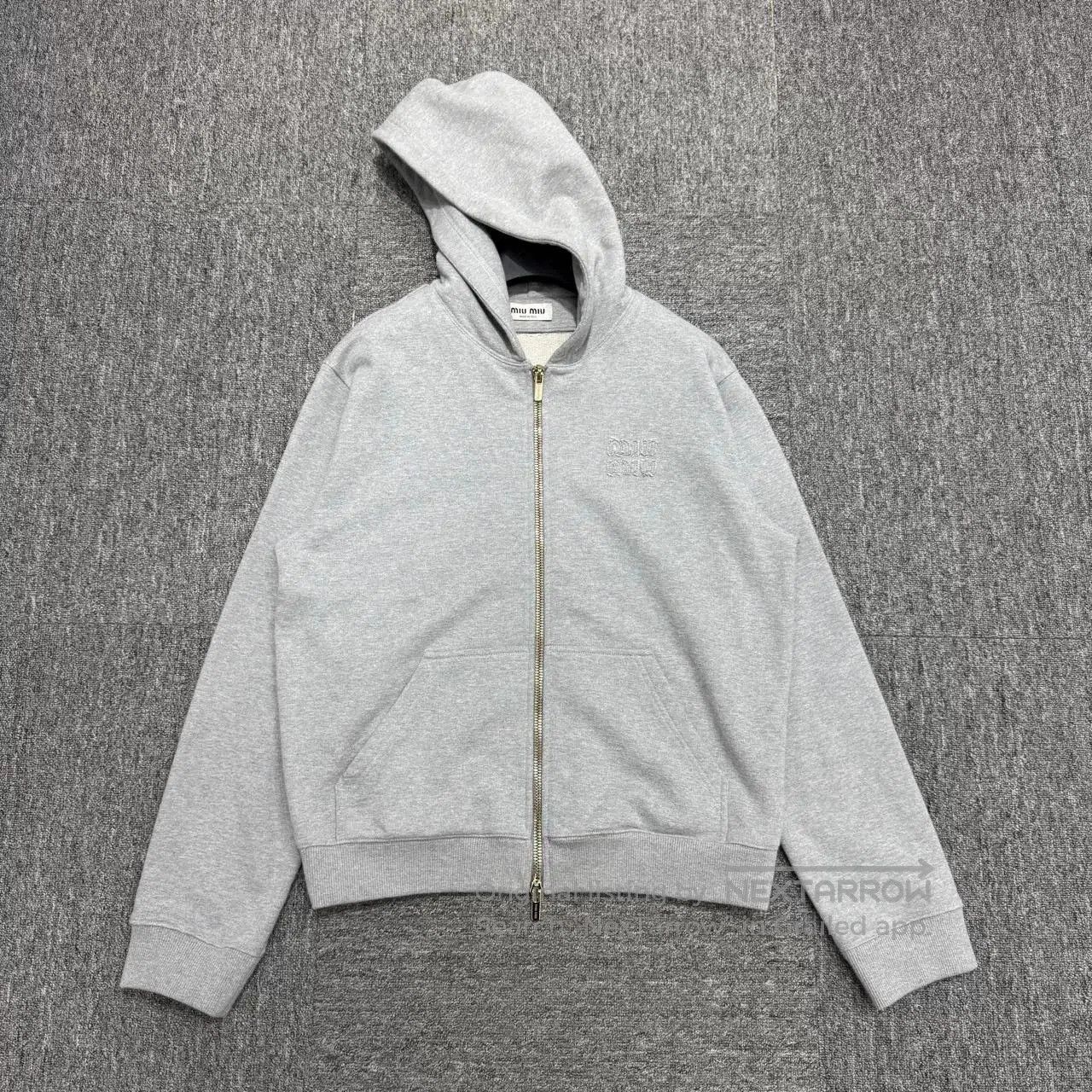 Miu Miu Miu Miu Embroidered Hooded Sweatshirt. Size L / US 10 / IT 46 - 1 Thumbnail