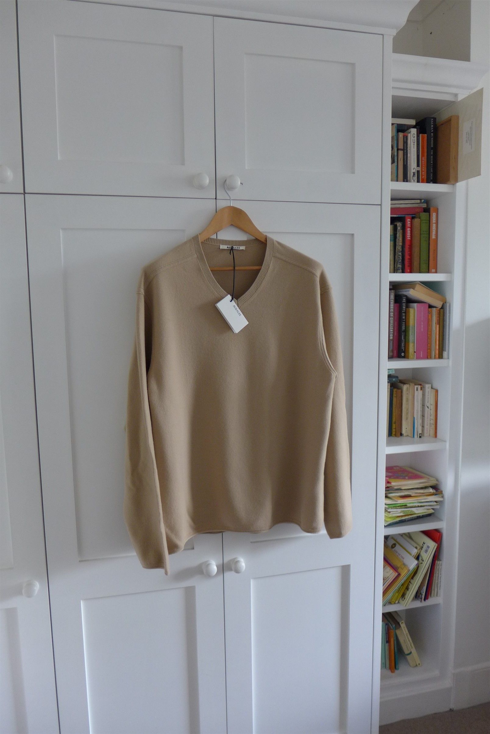 Auralee Auralee V-Neck Sweater - Beige Felted Wool Size US L / EU 52-54 / 3 - 1 Thumbnail
