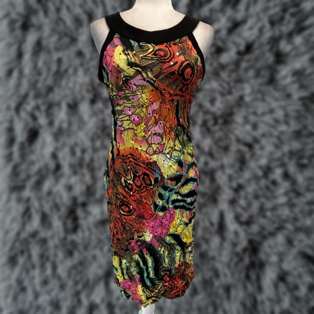 Joseph Ribkoff Joseph Ribkoff Stretch Sleeveless Knee Length Pencil Dress Sz 10 Multicolor Sequins Party Womens Size L / US 10 / IT 46 - 1 Thumbnail