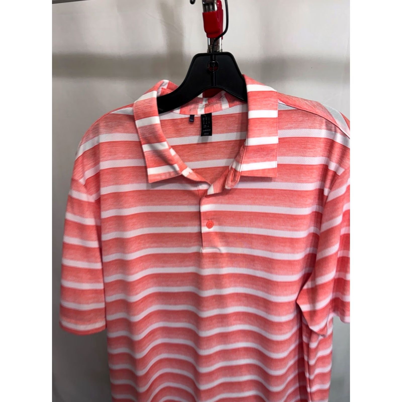 Adidas Adidas POLO SHIRT Peach Stripe Poly XL Mens Size US XL / EU 56 / 4 - 2 Thumbnail