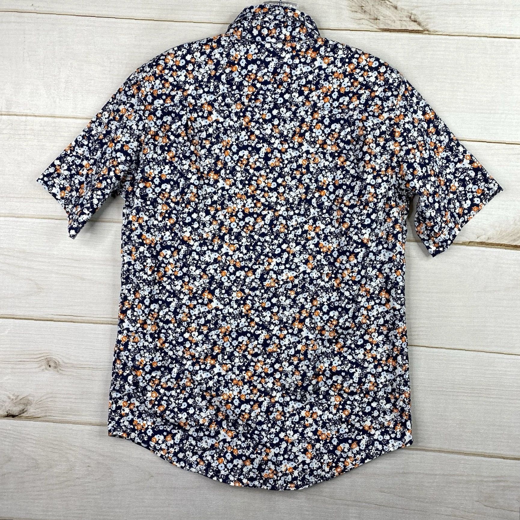 George George Mens Shirt S 34-36 Blue Floral Short Sleeve Button Up Casual Fit Stretch Size US S / EU 44-46 / 1 - 7 Thumbnail