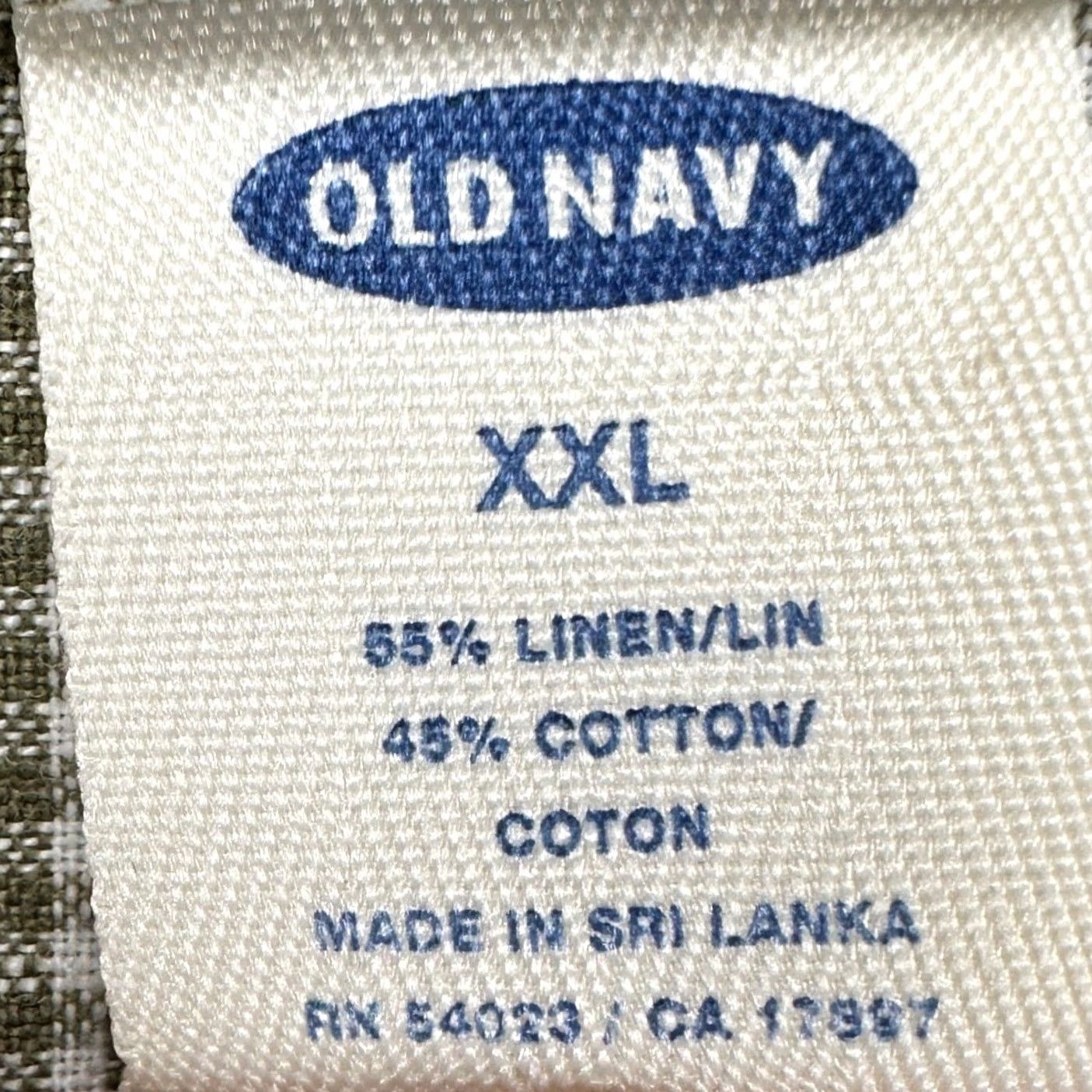 Old Navy Old Navy Shirt 2XL Button-Up Pocket Gingham Check Linen Blend Olive Green White Size US XXL / EU 58 / 5 - 5 Thumbnail