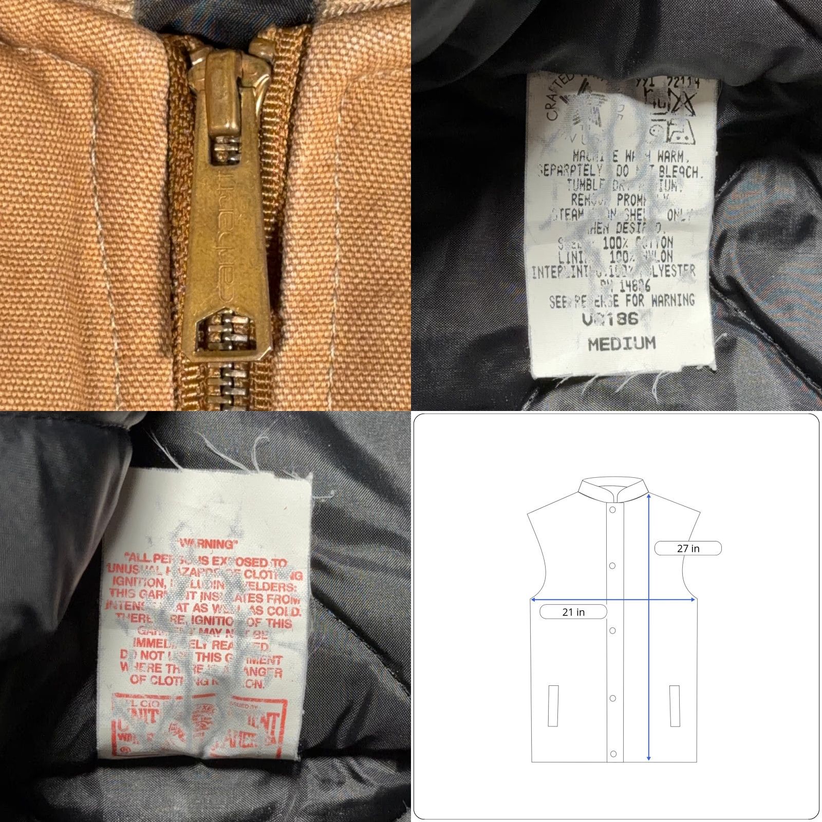 Carhartt VINTAGE Carhartt Vest Adult MEDIUM Brown Duck Canvas USA Union Made Workwear 80s Size US M / EU 48-50 / 2 - 8 Thumbnail
