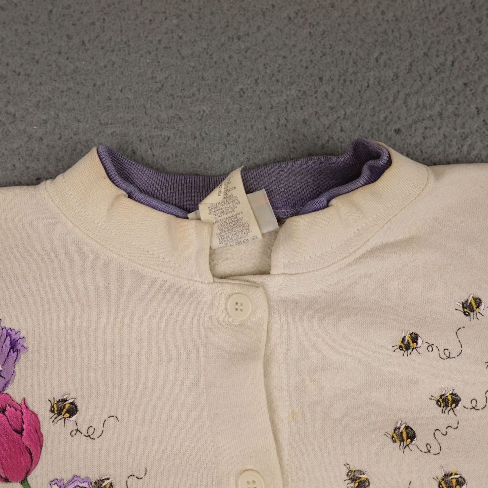 Vintage VINTAGE Morning Sun Cardigan Sweater Womens Large White Bees Flowers Grandma USA Size L / US 10 / IT 46 - 5 Thumbnail