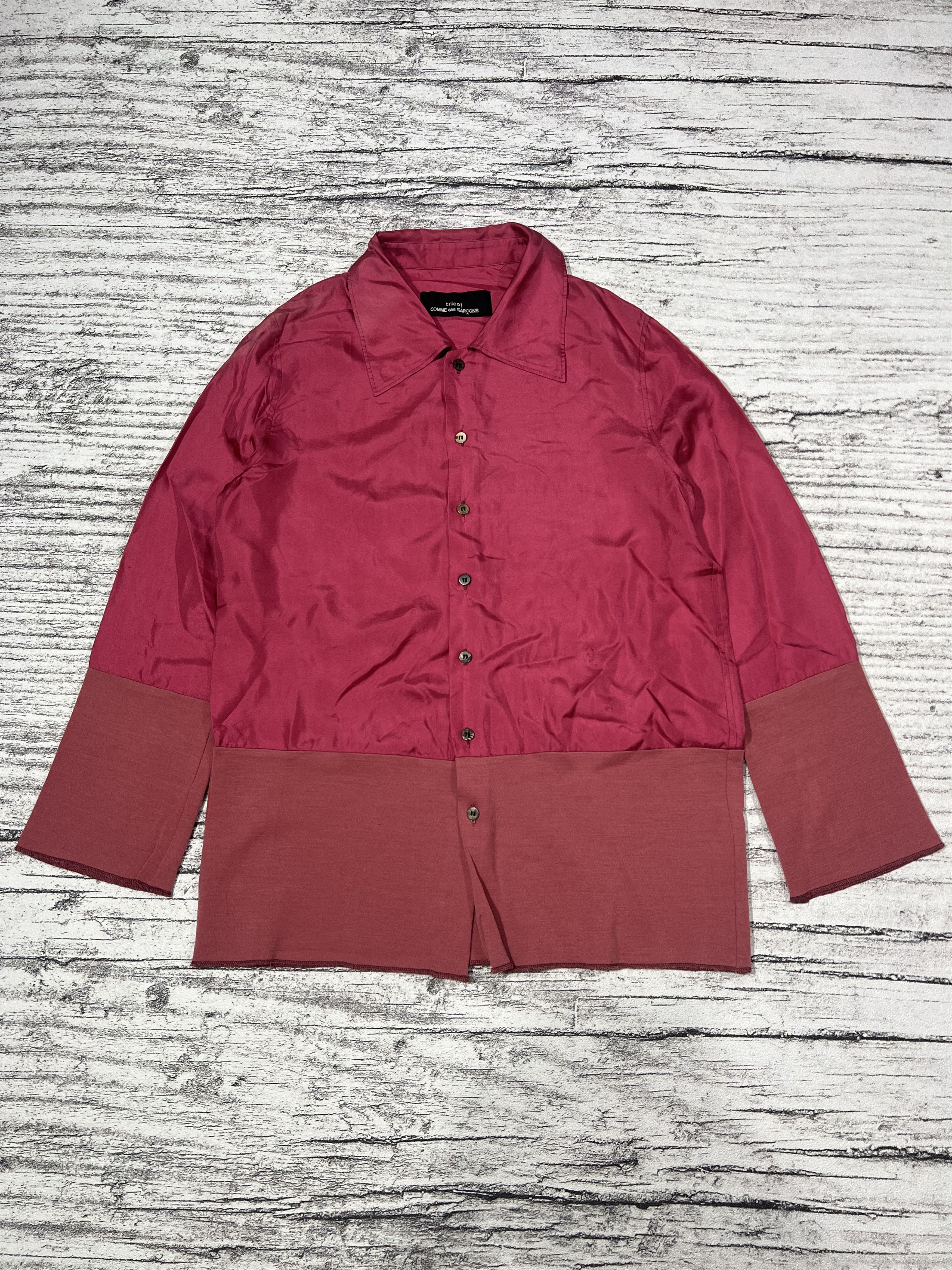 Comme des Garcons AD 1993 Cdg Tricot Hybrid Knit Silk Button Shirt Size US M / EU 48-50 / 2 - 1 Thumbnail
