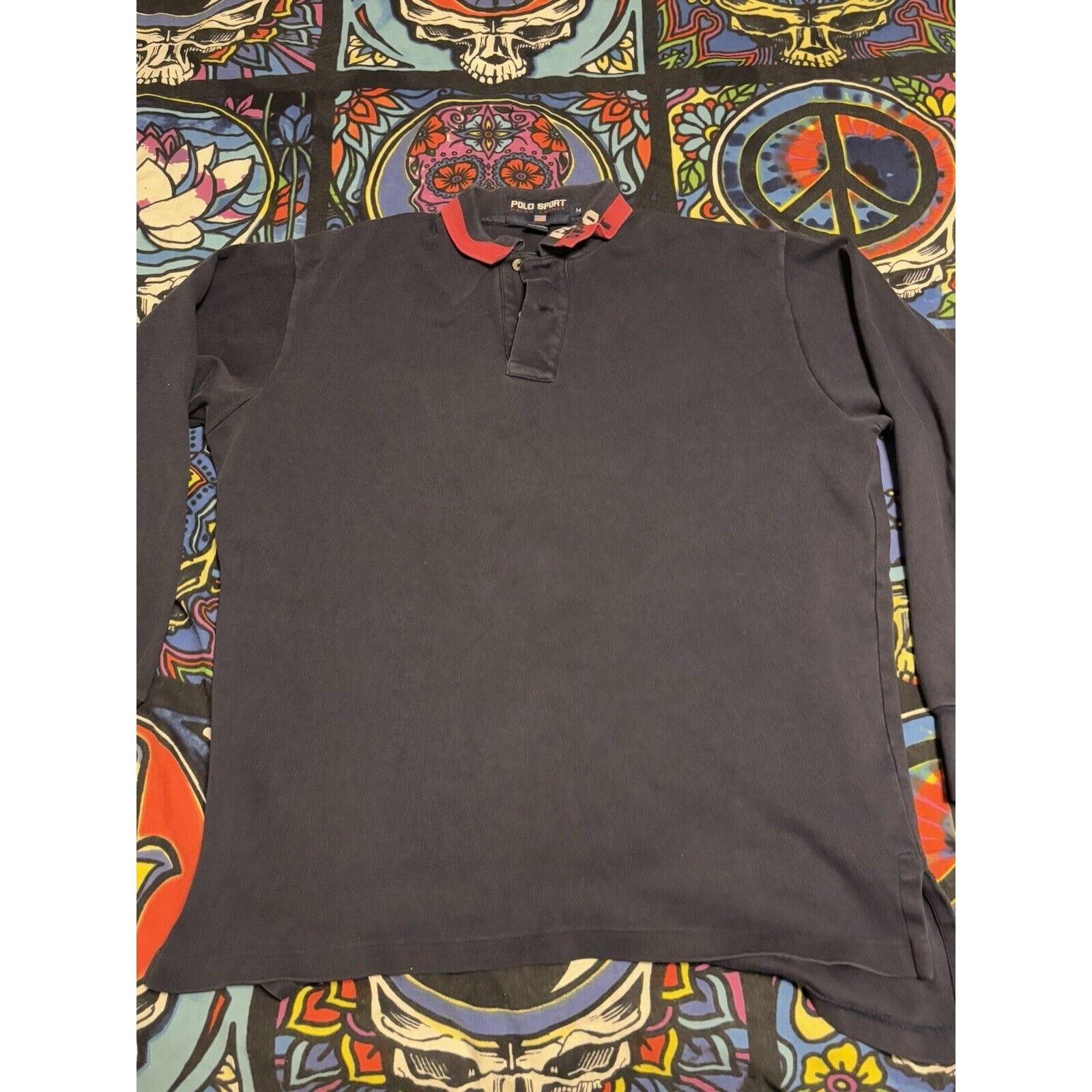 Ralph Lauren vintage spellout collar polo sport long sleeve blue size M Size US M / EU 48-50 / 2 - 1 Thumbnail