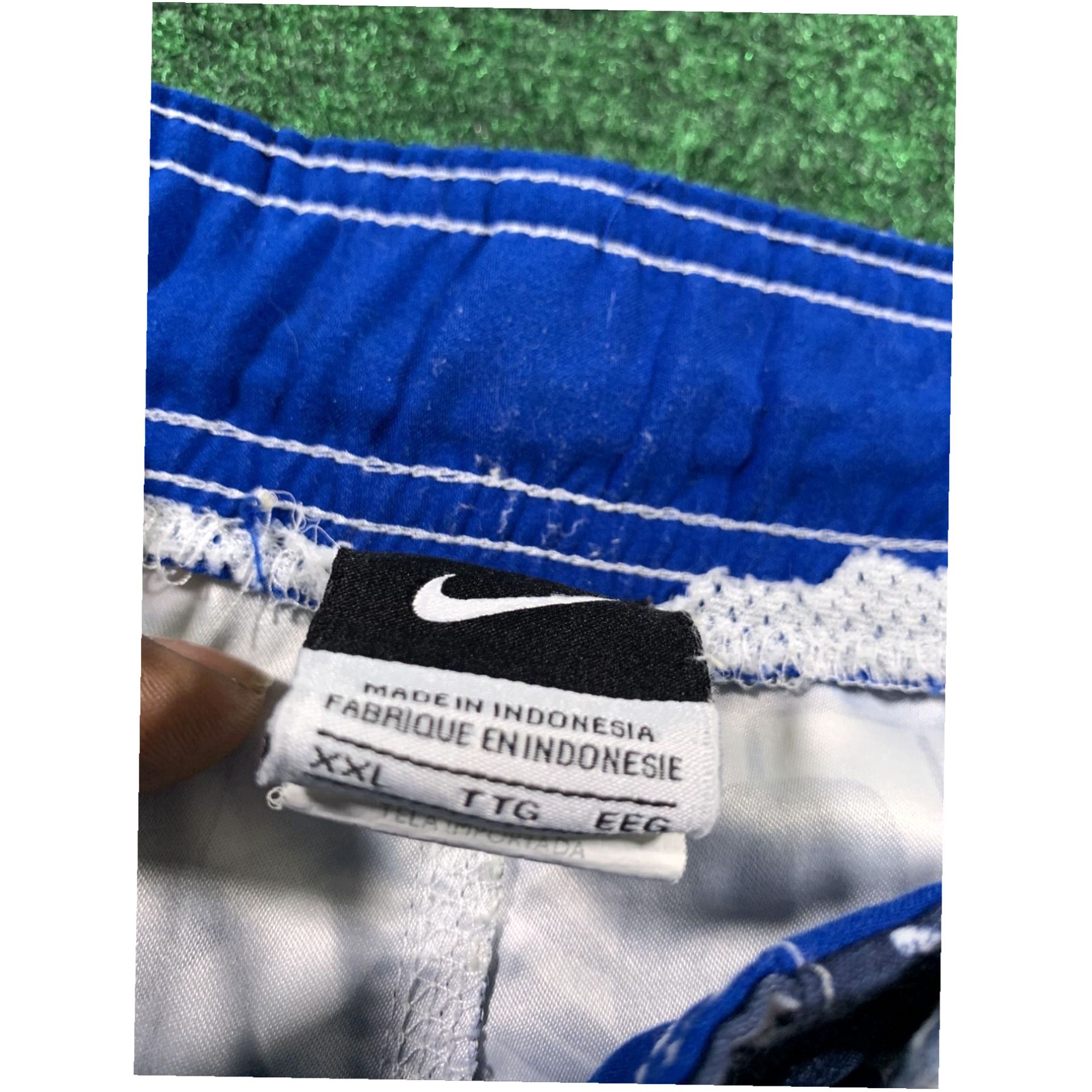 Nike Nike Swim Trunks Mens XXL Blue White Black Drawstring Pockets Mesh Lined Size ONE SIZE - 4 Thumbnail