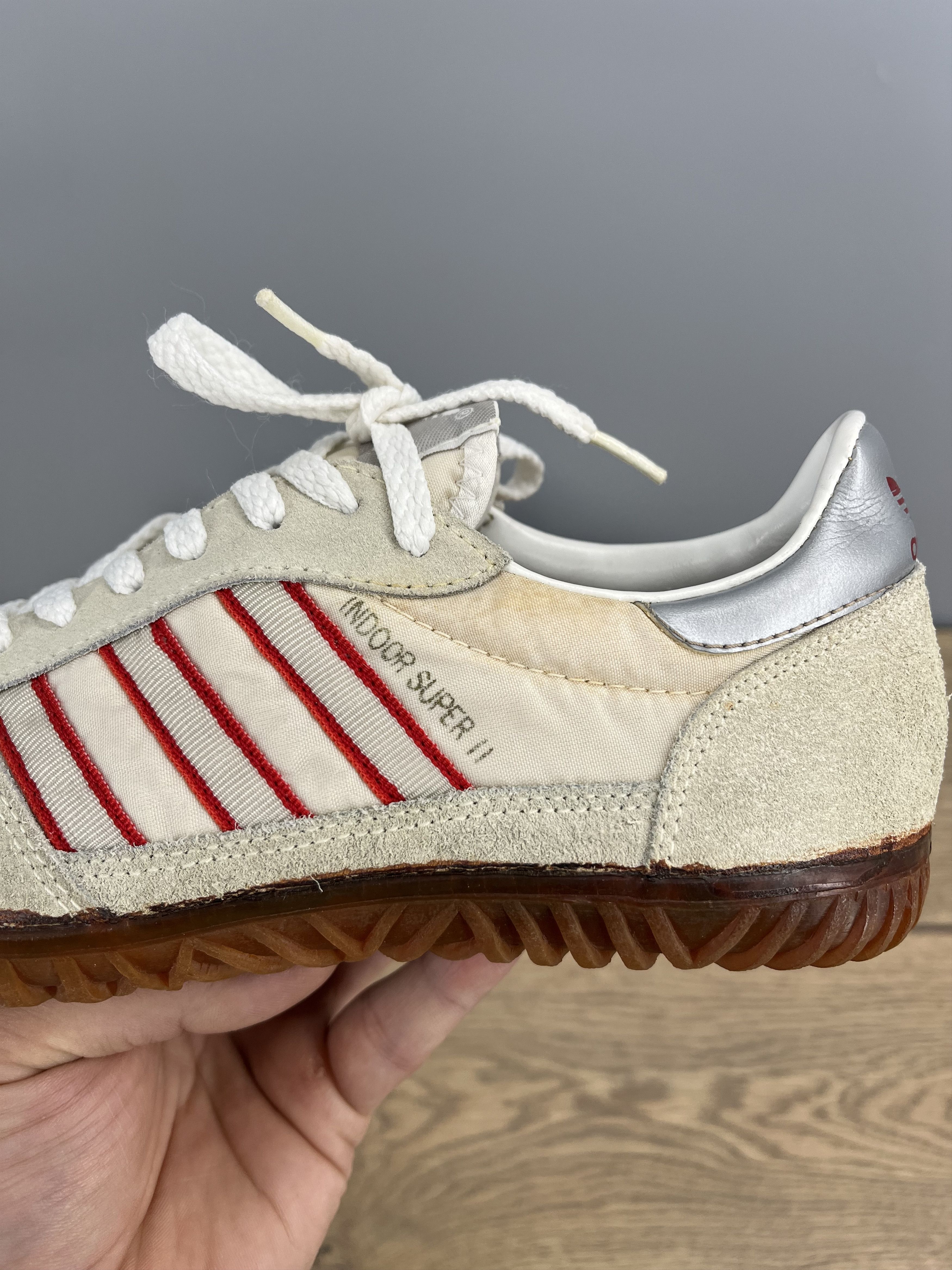 Adidas adidas Indoor Super II Vintage Suede Sneakers Cream Red Size US 7 / IT 37 - 4 Thumbnail