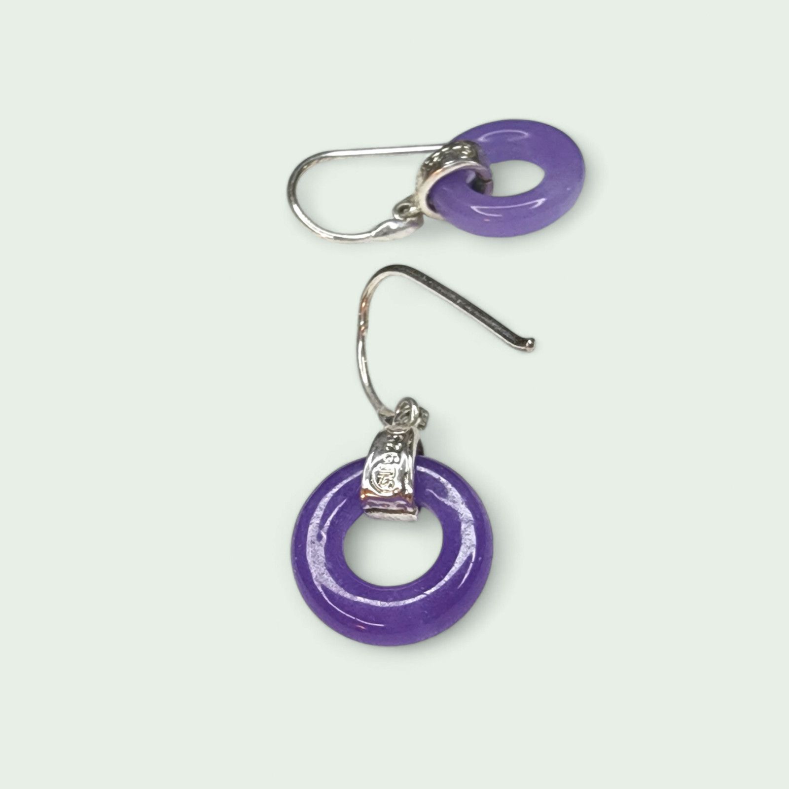 The Unbranded Brand SU 925 sterling silver and purple Jade pierced earrings Size ONE SIZE - 4 Thumbnail
