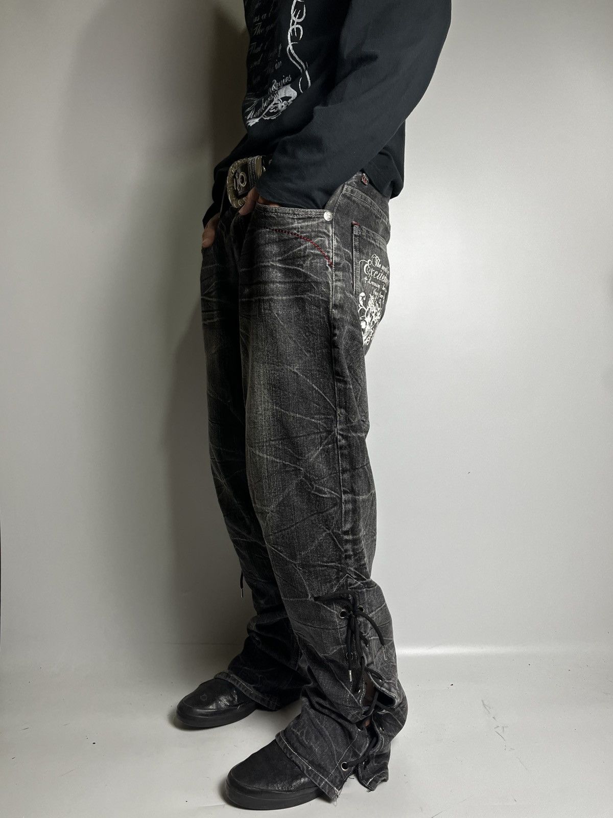 Lace up rootthree pant vkei style japanese brand