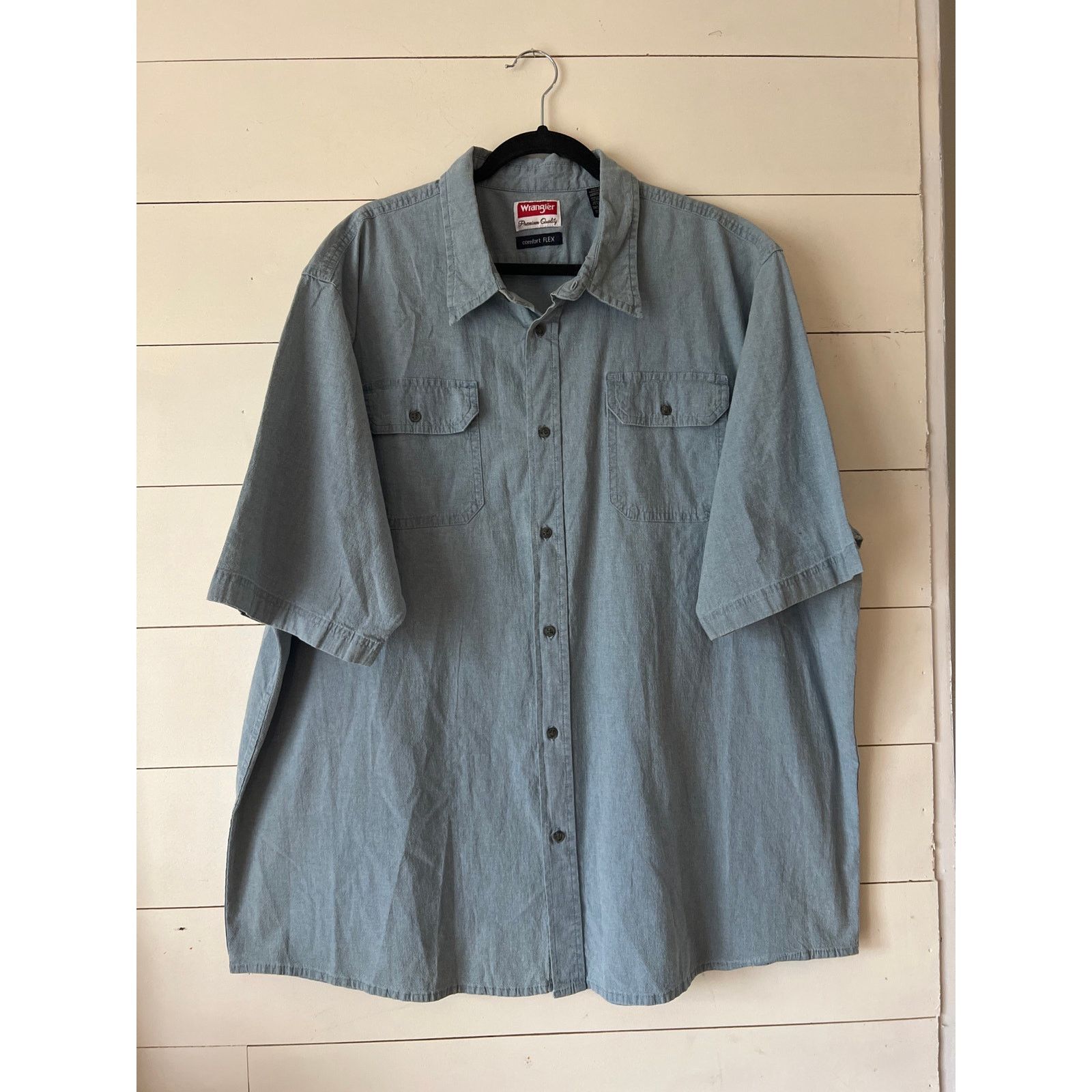 Wrangler WRANGLER Mens Big Tall Comfort Flex denim blue button up 3X Size US XXL / EU 58 / 5 - 2 Thumbnail