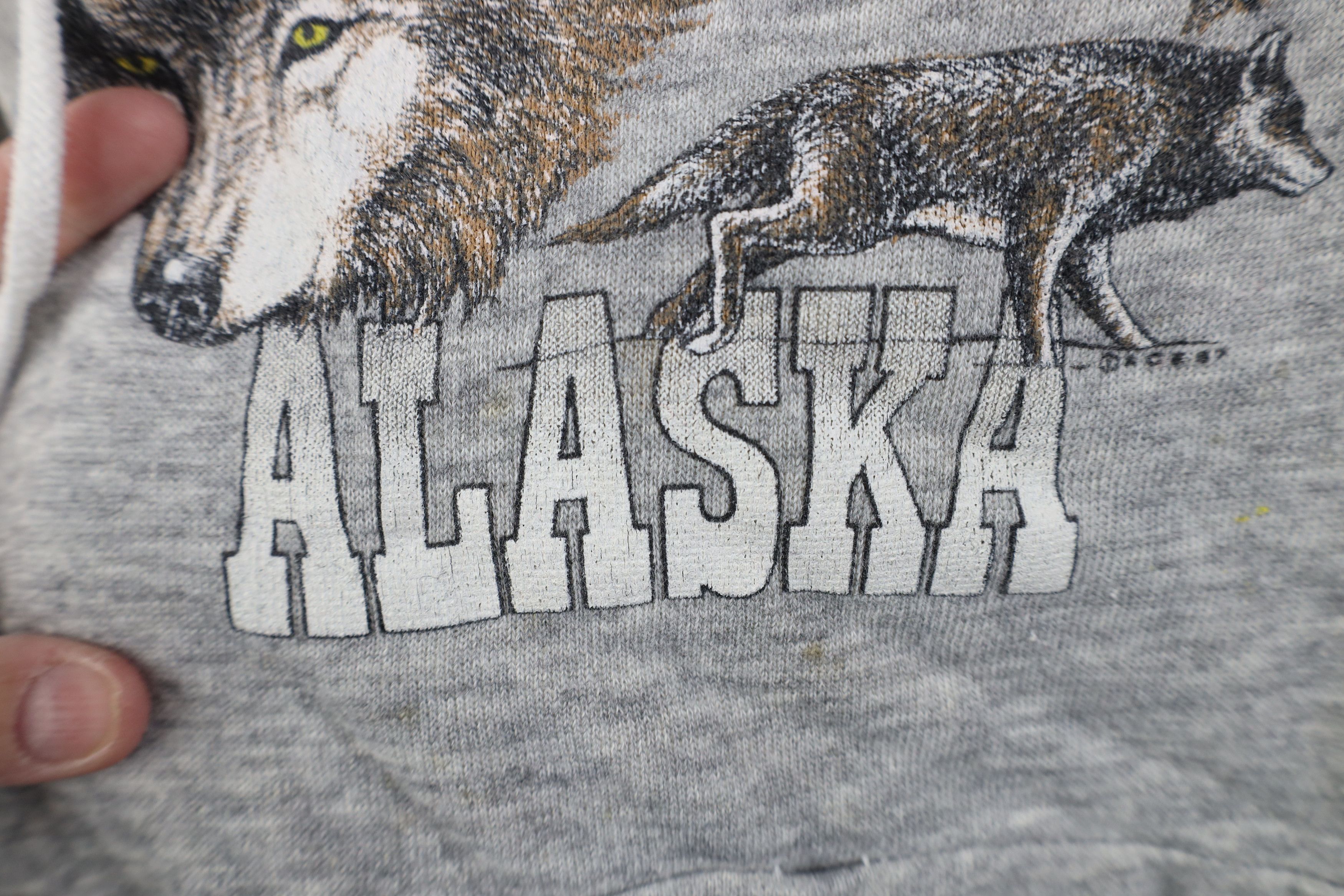 Vintage Vintage 80s Streetwear Alaska Hoodie Sweatshirt Gray USA Size L / US 10 / IT 46 - 5 Thumbnail