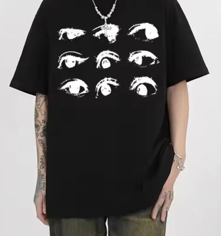 Japanese Brand Streetwear Goth Eyes Fashion Black T-Shirt Punk Graphic Tees Size US XXL / EU 58 / 5 - 2 Thumbnail
