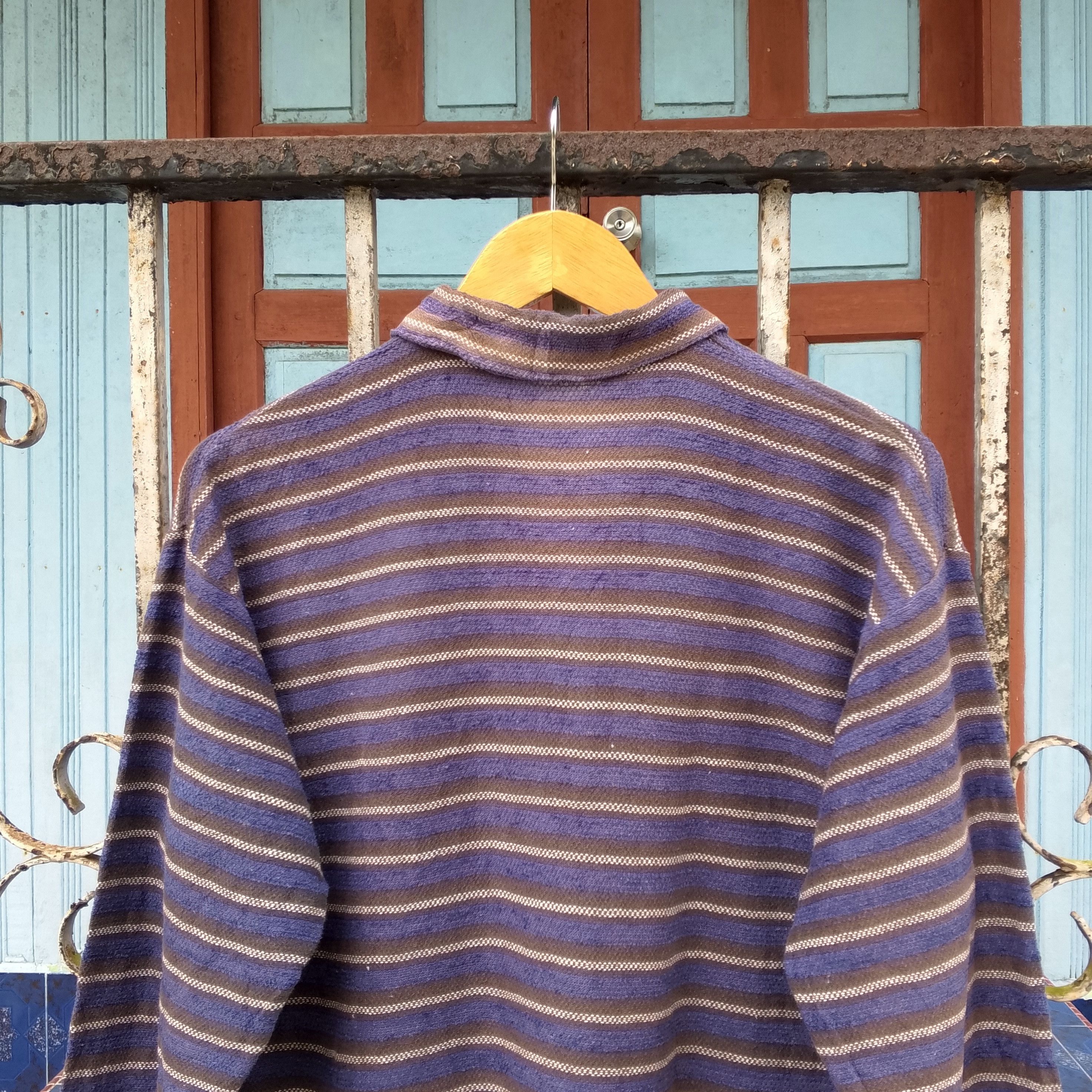Issey Miyake Issey Miyake Denim Stripe Long Sleeve Half Zippper Size US M / EU 48-50 / 2 - 5 Thumbnail