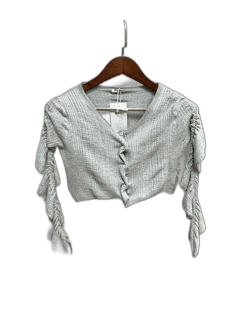 Miu Miu Miu Miu Gray Knitted Cardigan Sweater Size US S / EU 44-46 / 1 - 1 Thumbnail