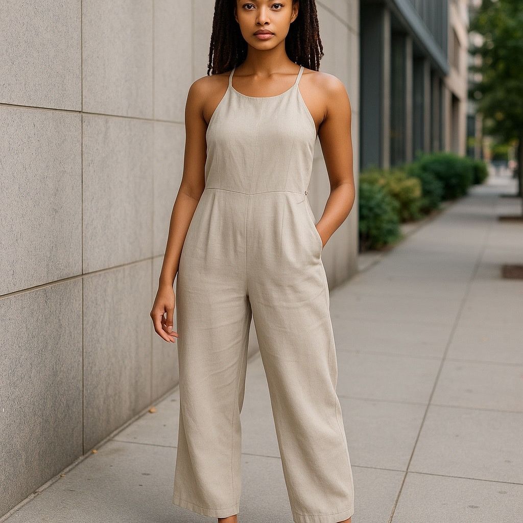 Nordstrom Elegant Gray Criss Cross Jumpsuit Size 31" - 1 Thumbnail