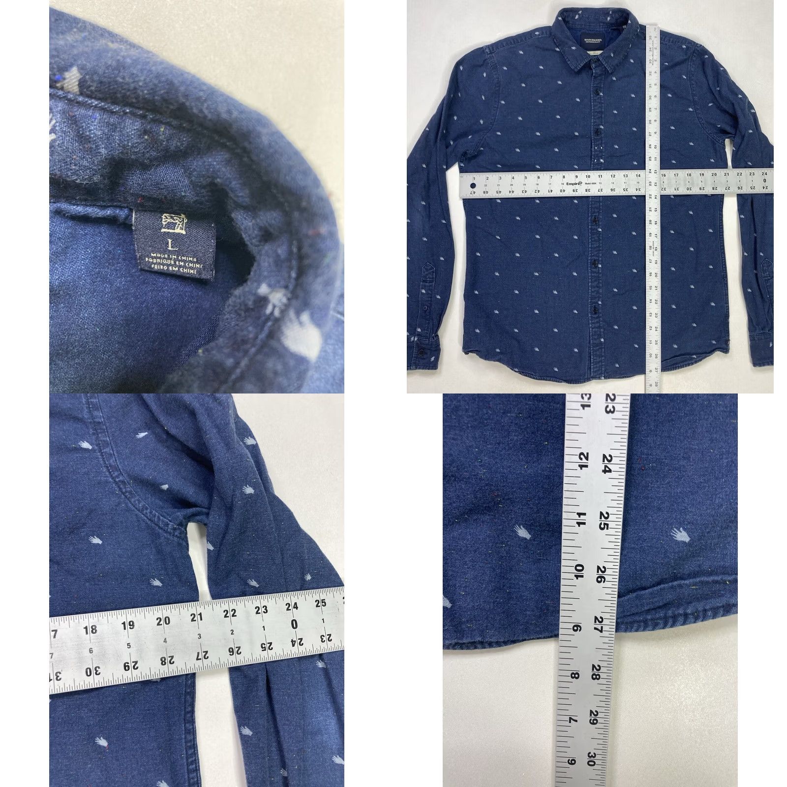 Scotch & Soda Scotch & Soda Shirt Denim Jean Button-Up Long Sleeve Men Slim LARGE Blue Colorful All Seasons Casual Shirt Size US L / EU 52-54 / 3 - 8 Thumbnail